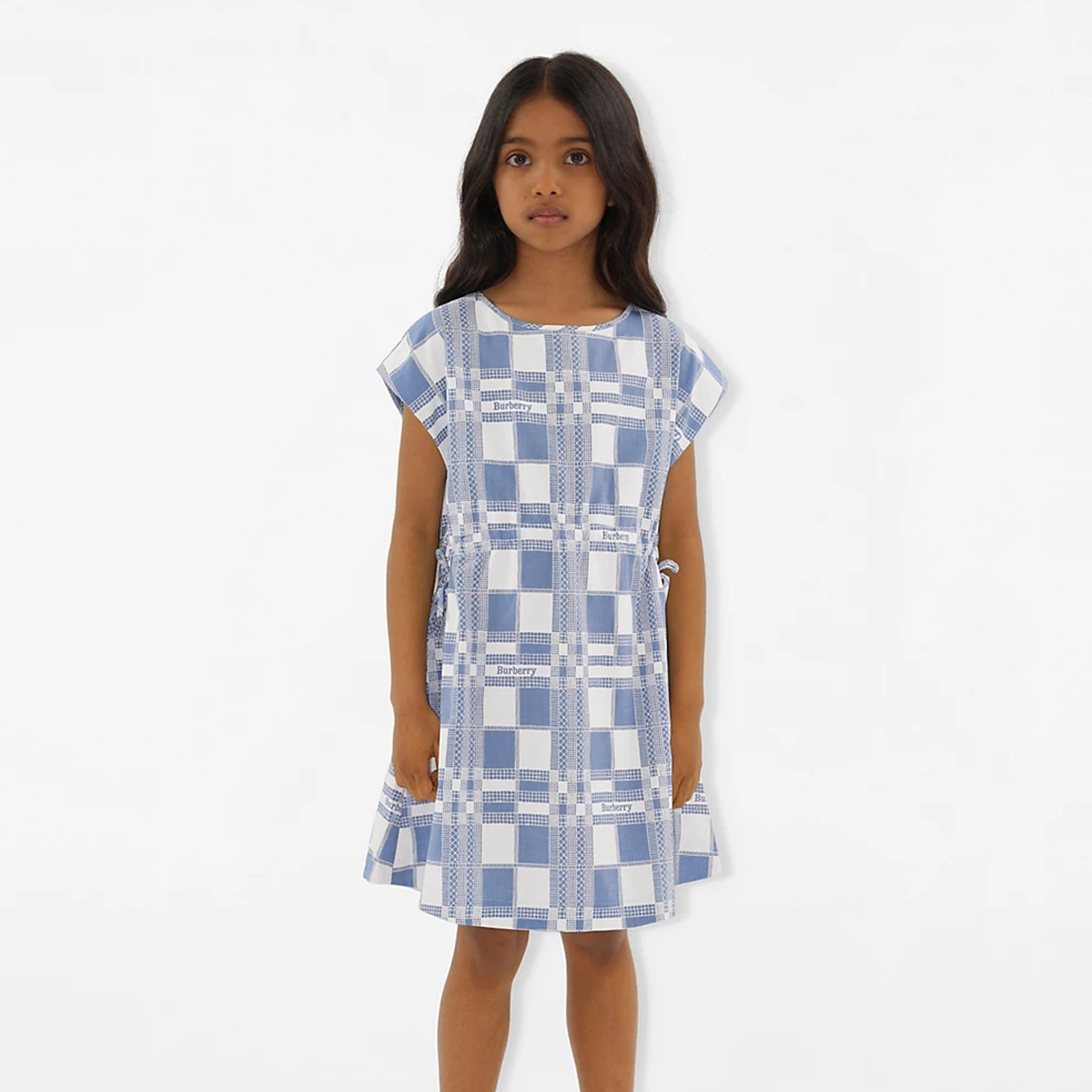 NIGO Burberry Kid's Summer Colorblocking Plaid Letter Print Cotton Sleeveless Round Neck Fitted Short Solid Color Dress #nigo31289
