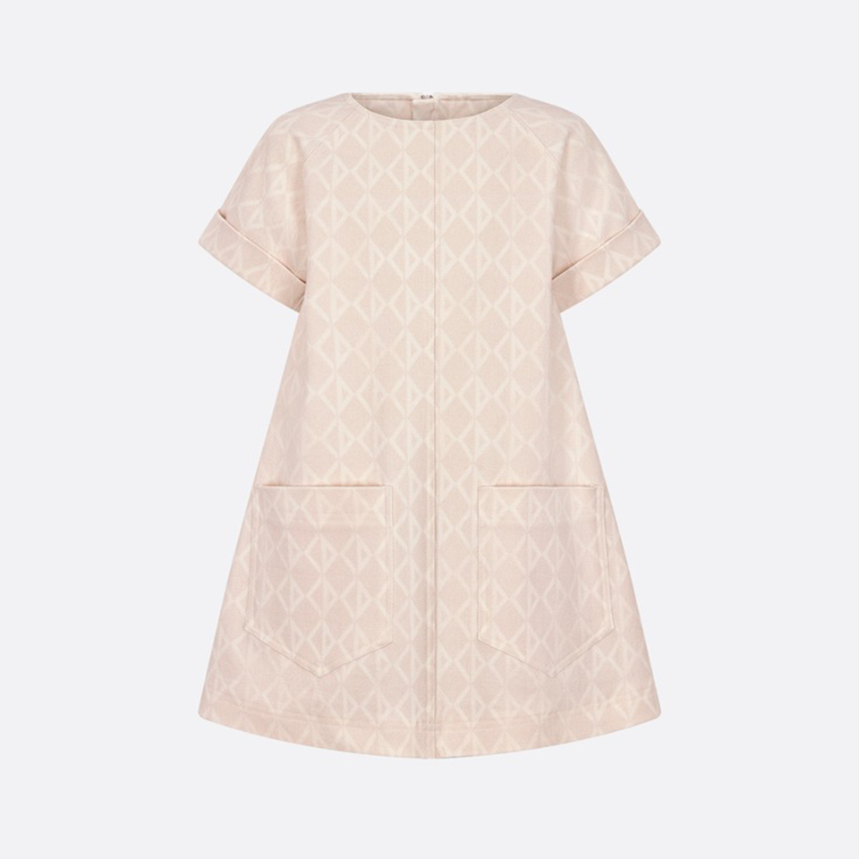 NIGO Dior Kid's Summer Logo Full Printed Round Neck Zipper Short Sleeve Pink A-Line Dress Button Long Pinafre Dress Casual Straight Shorts #nigo31287