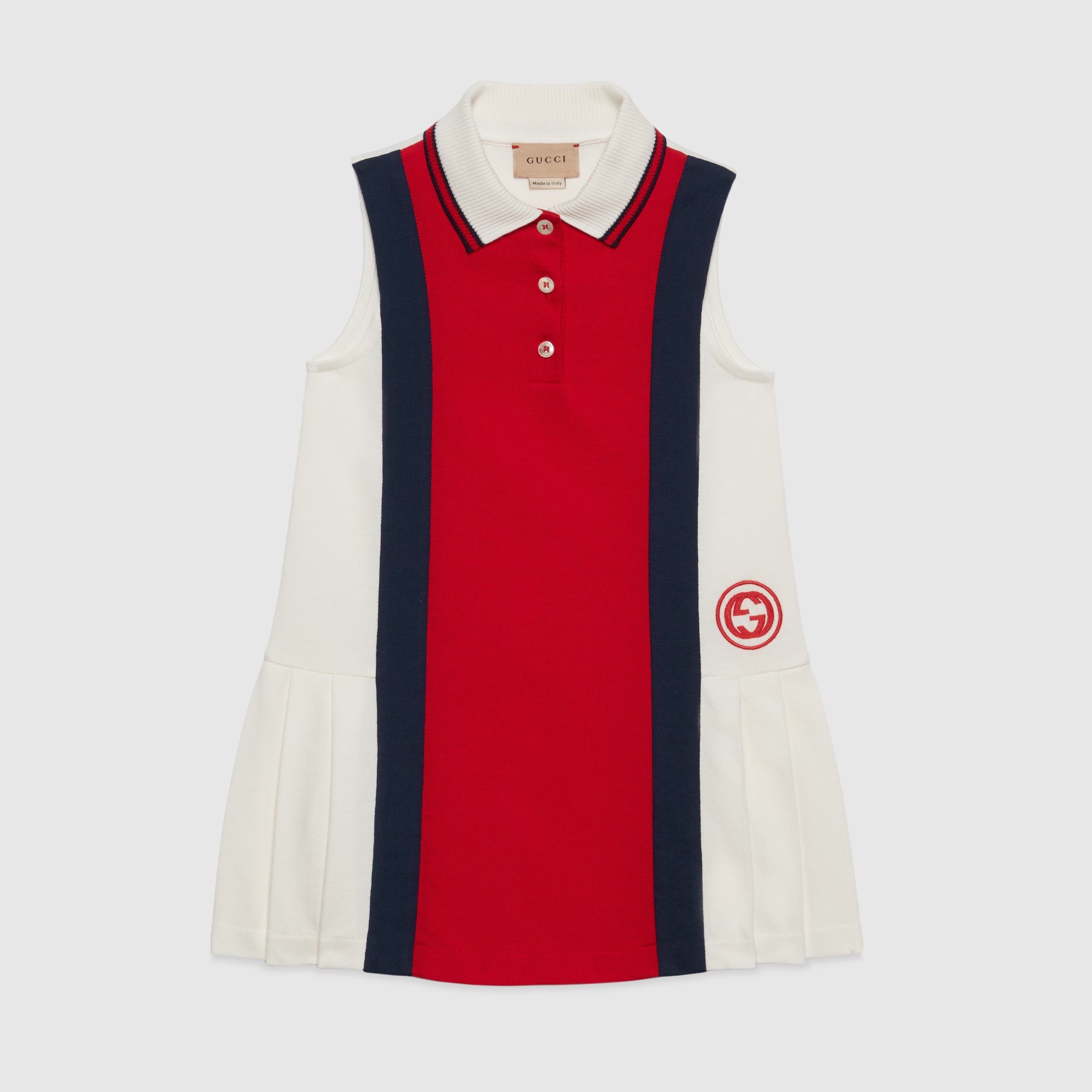 NIGO Gucci Kid's Summer Colorblocked Striped Web Cotton Lapel Mid-Length Sleeveless Dresses #nigo31286