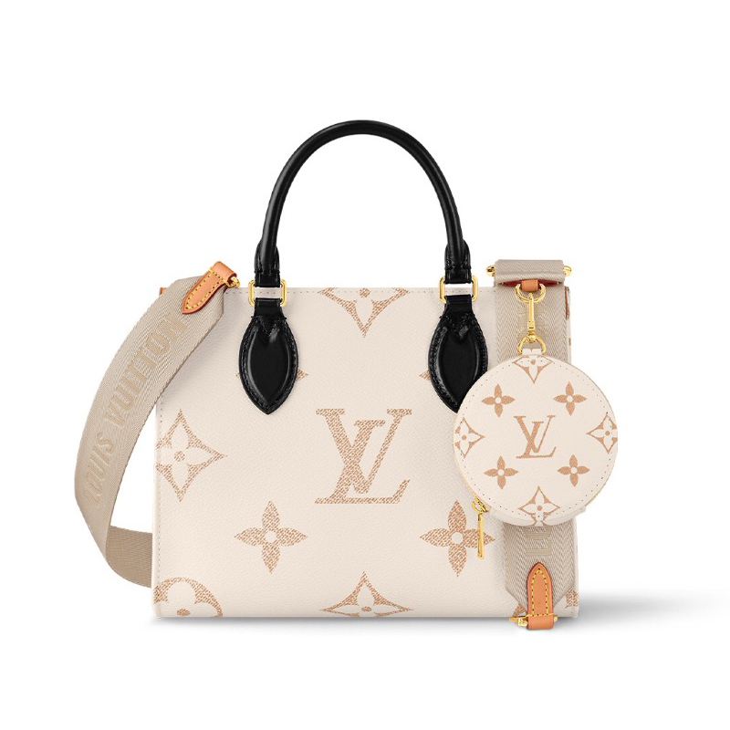 NIGO Onthego PM Louis Vuitton Women's Beige Removable Mediation Shoulder Strap Pattern Printed Leather Tote Shoulder Crossbody Shopping Bag Bags #nigo99752