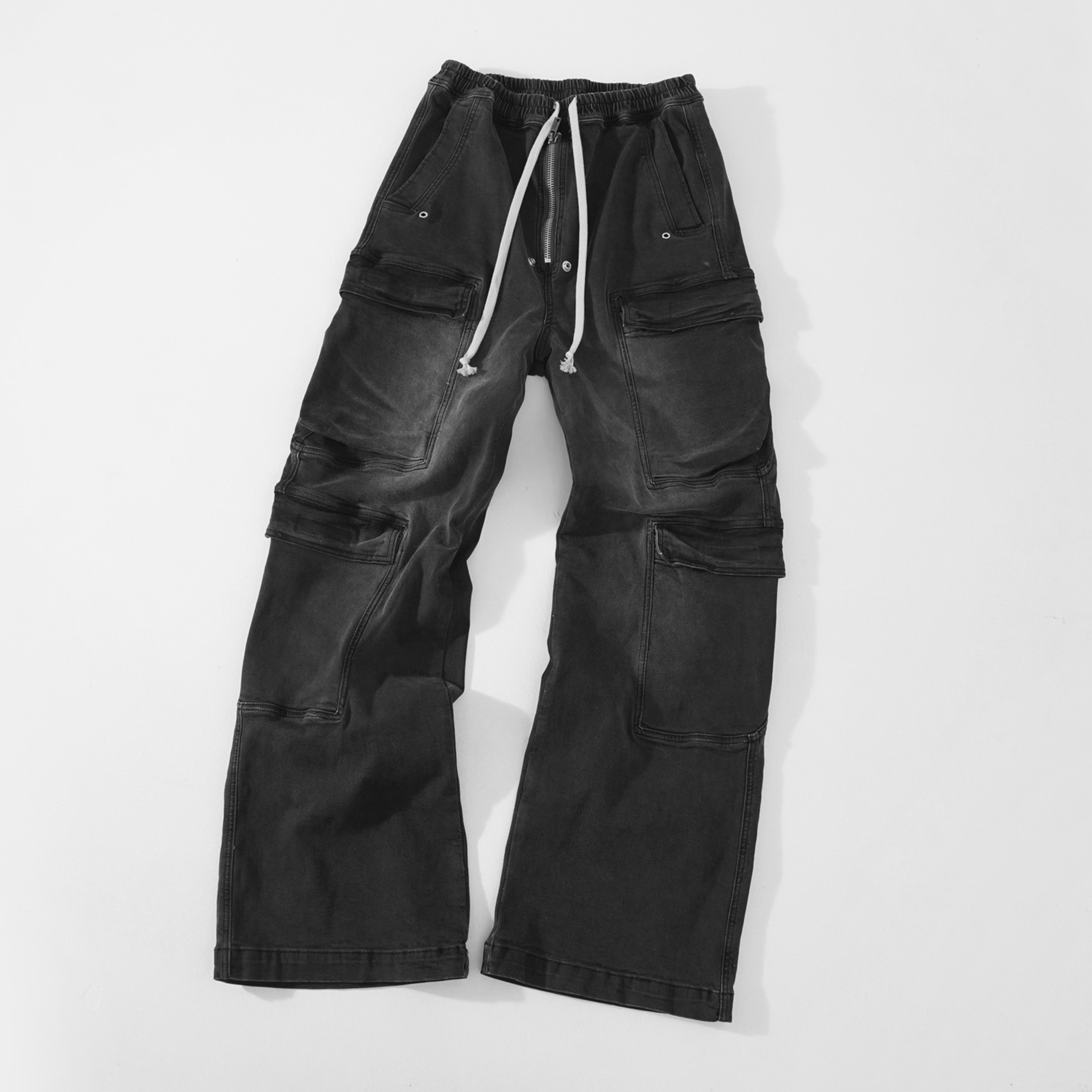 NIGO Rick Owens Men's And Women's Seasonal Retro Distressed Gradient Washed Wide Leg Workwear Denim Pants Ngvp #nigo8322