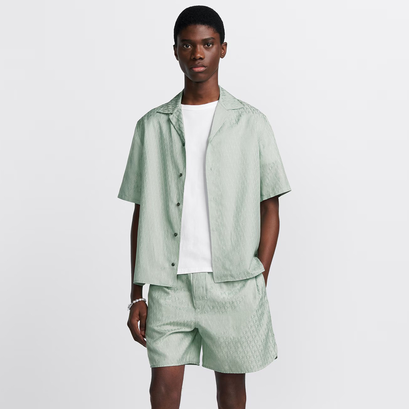 NIGO Dior Men's Summer Solid Color Letter Printed V-Neck Single Breasted Short Sleeve Shirt Elastic Waist Shorts Pants Set Suit #nigo99769