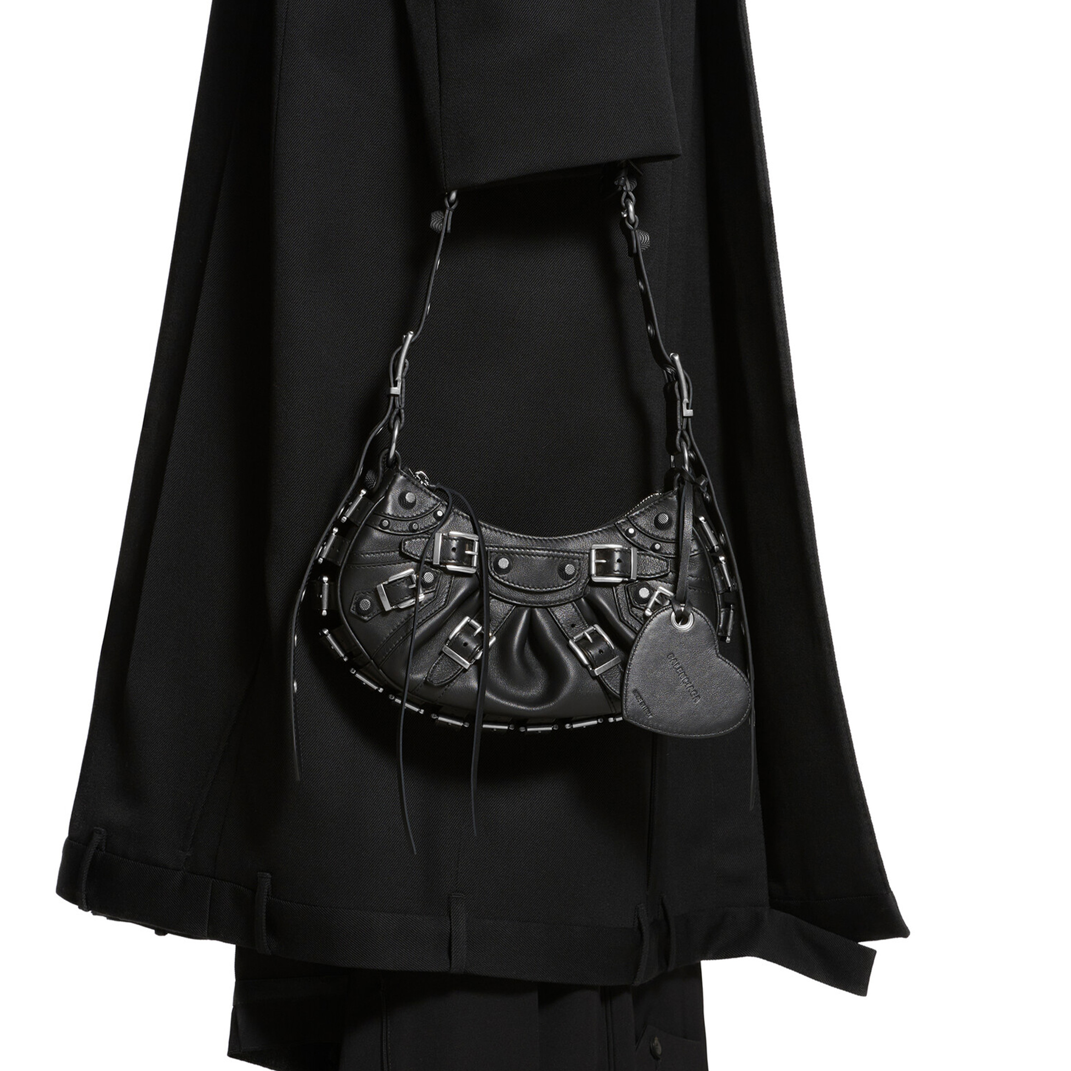 NIGO Balenciaga Women's Vintage LE CAGOLE Black With Buckle Adjustable Shoulder Strap Shoulder Bag Leather Casual Tote Underarm Bag Ngvp #nigo8436