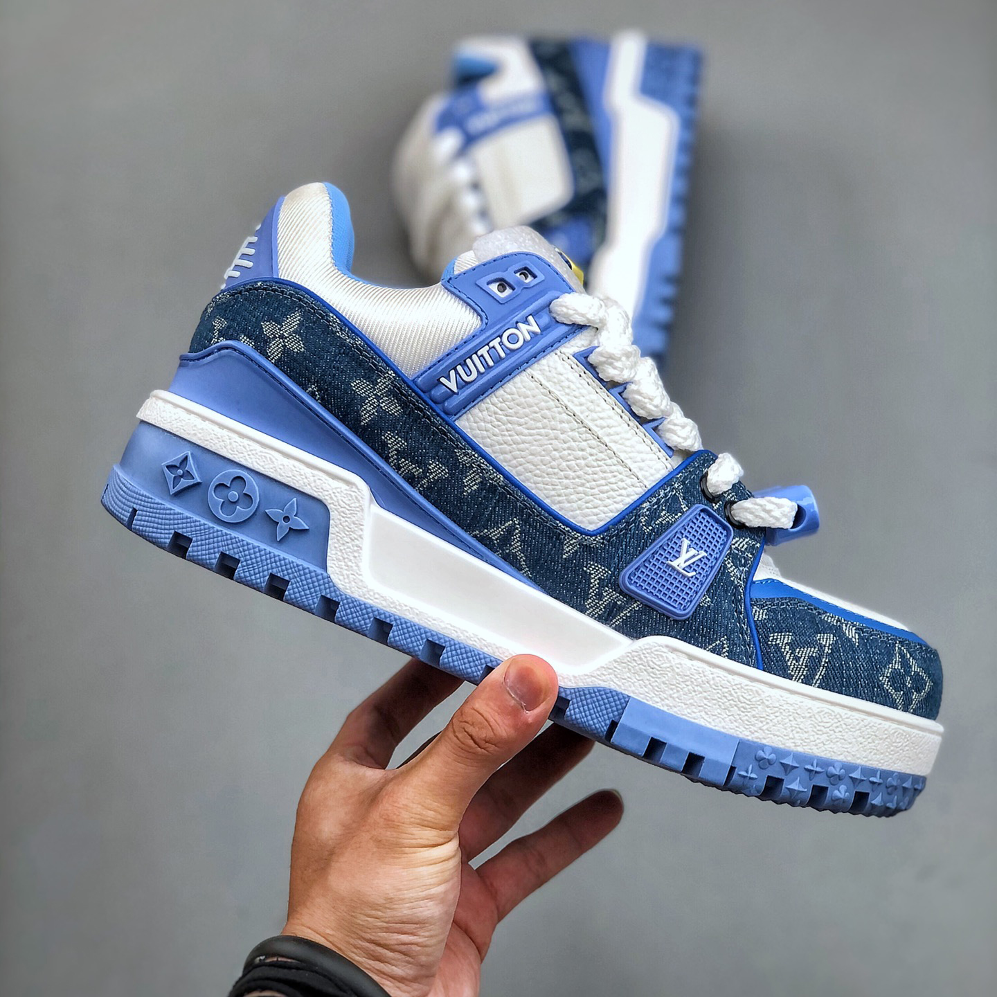 NIGO Louis Vuitton Trainer Maxi Men's And Women's Clashing Colours Round Toe Leather Lace Up Low Top Board Shoes #nigo99762