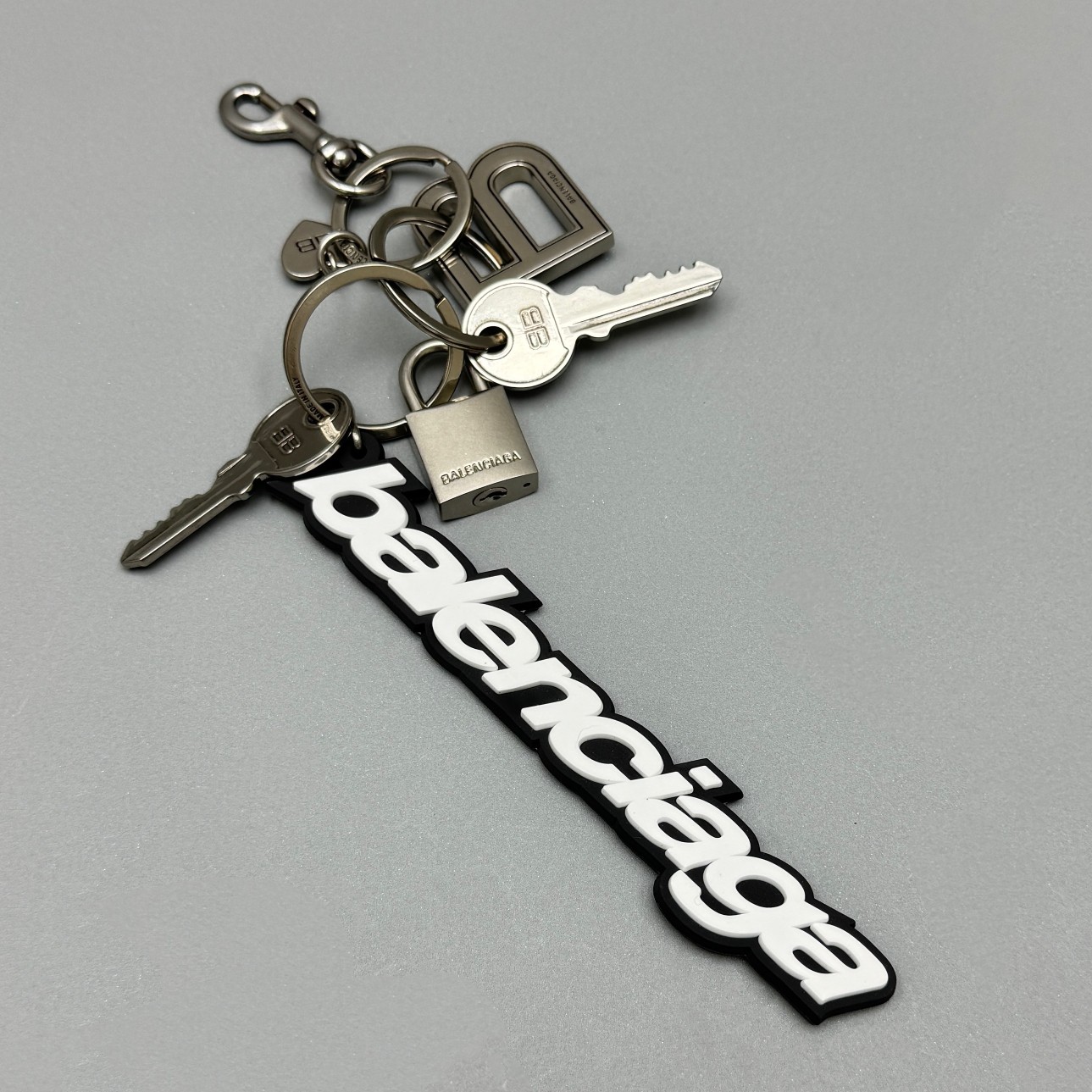 NIGO Balenciaga Men's silver (color) Letter Logo Bag Charm Keychain #nigo99513