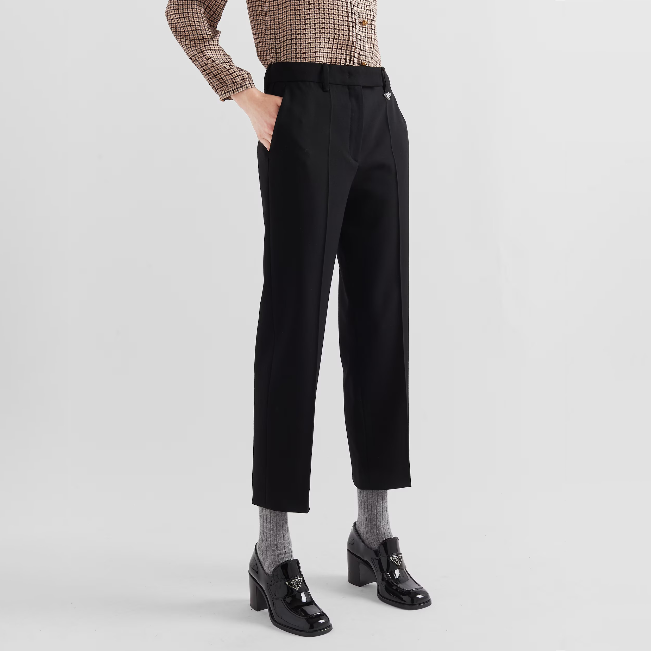 NIGO Prada Grain De Poudre Women‘s Spring and Autumn Black Sports Straight Wool Casual Pants #nigo99778