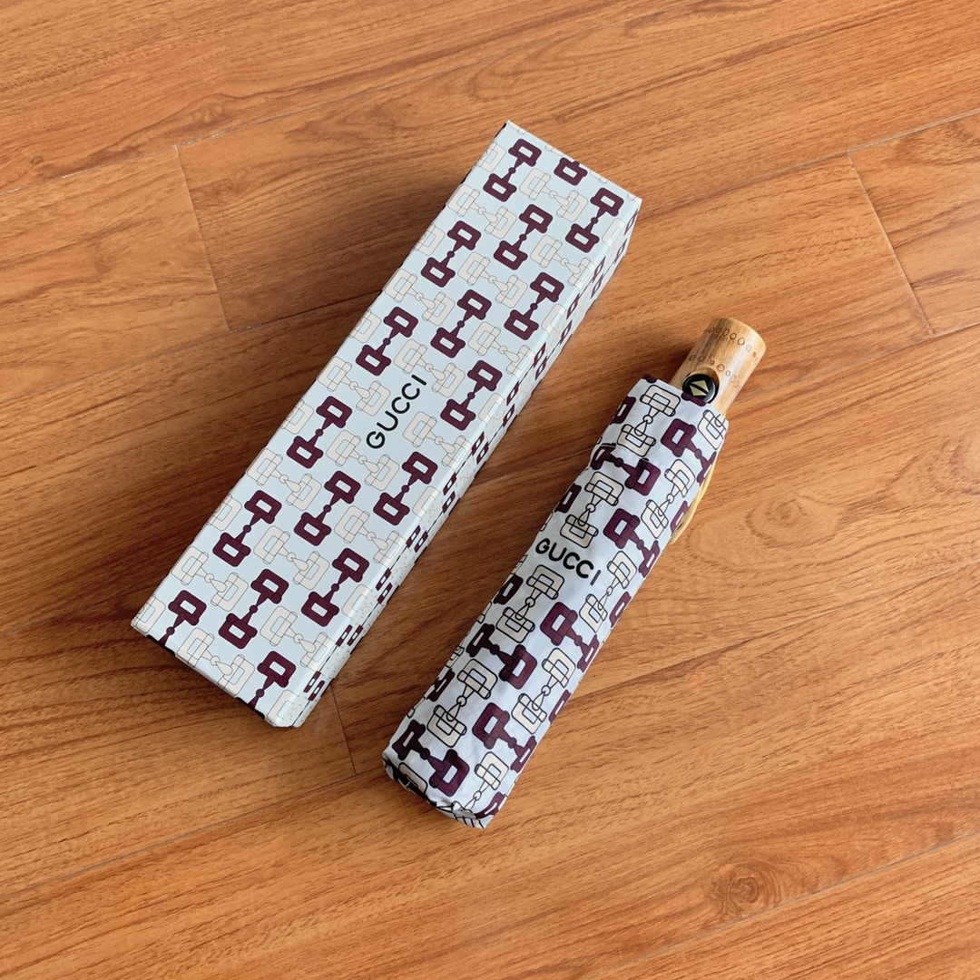 NIGO Gucci Reversible Printed Horsebit Umbrella Bamboo Long Handle Sun Umbrellas #nigo99782