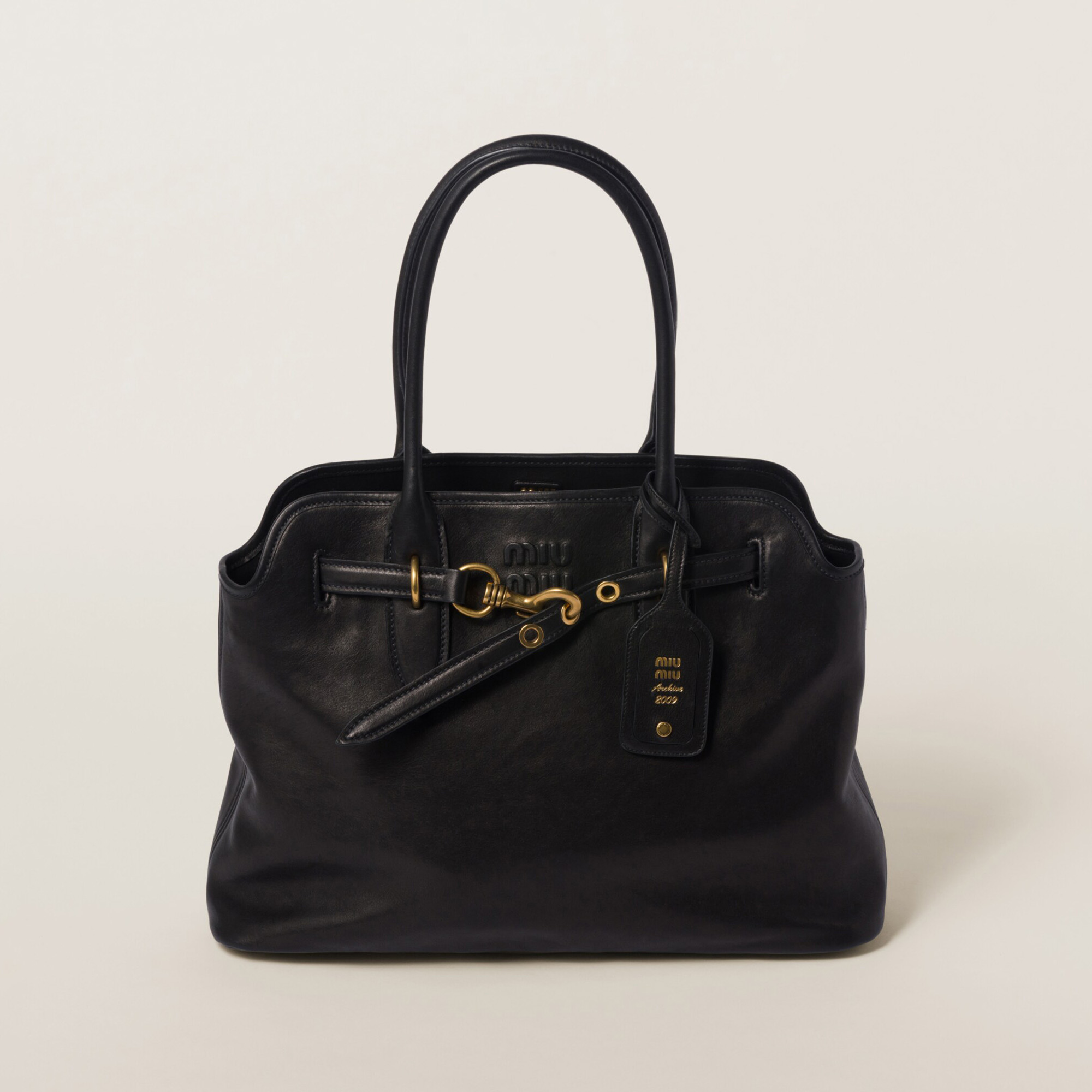 NIGO MiuMiu Aventure Nappa Women's Pure Color Embossed Letter Leather Shoulder Tote Bag Bags #nigo99793