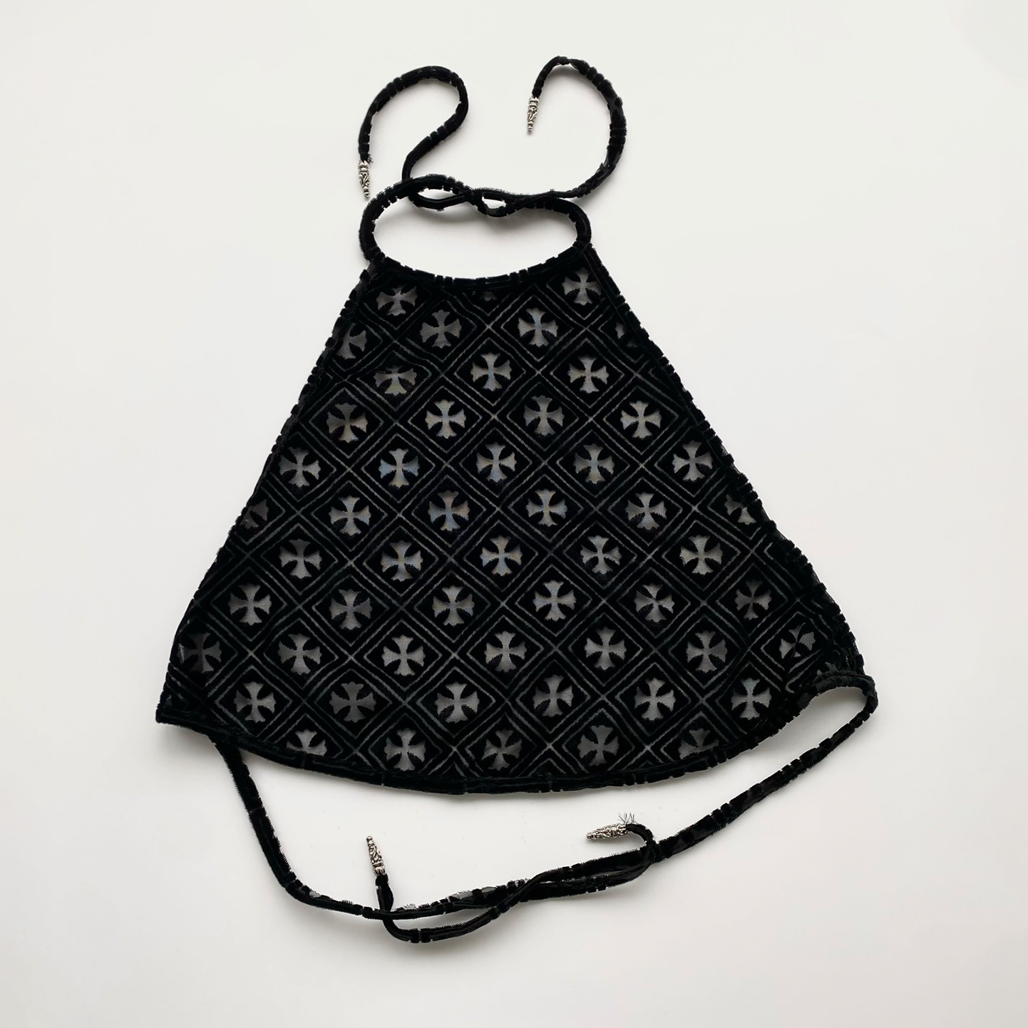 NIGO Chrome Hearts Women's Summer Hollow Cross Black Velvet Neck Sexy Sleeveless Top Halter Straps #nigo99824