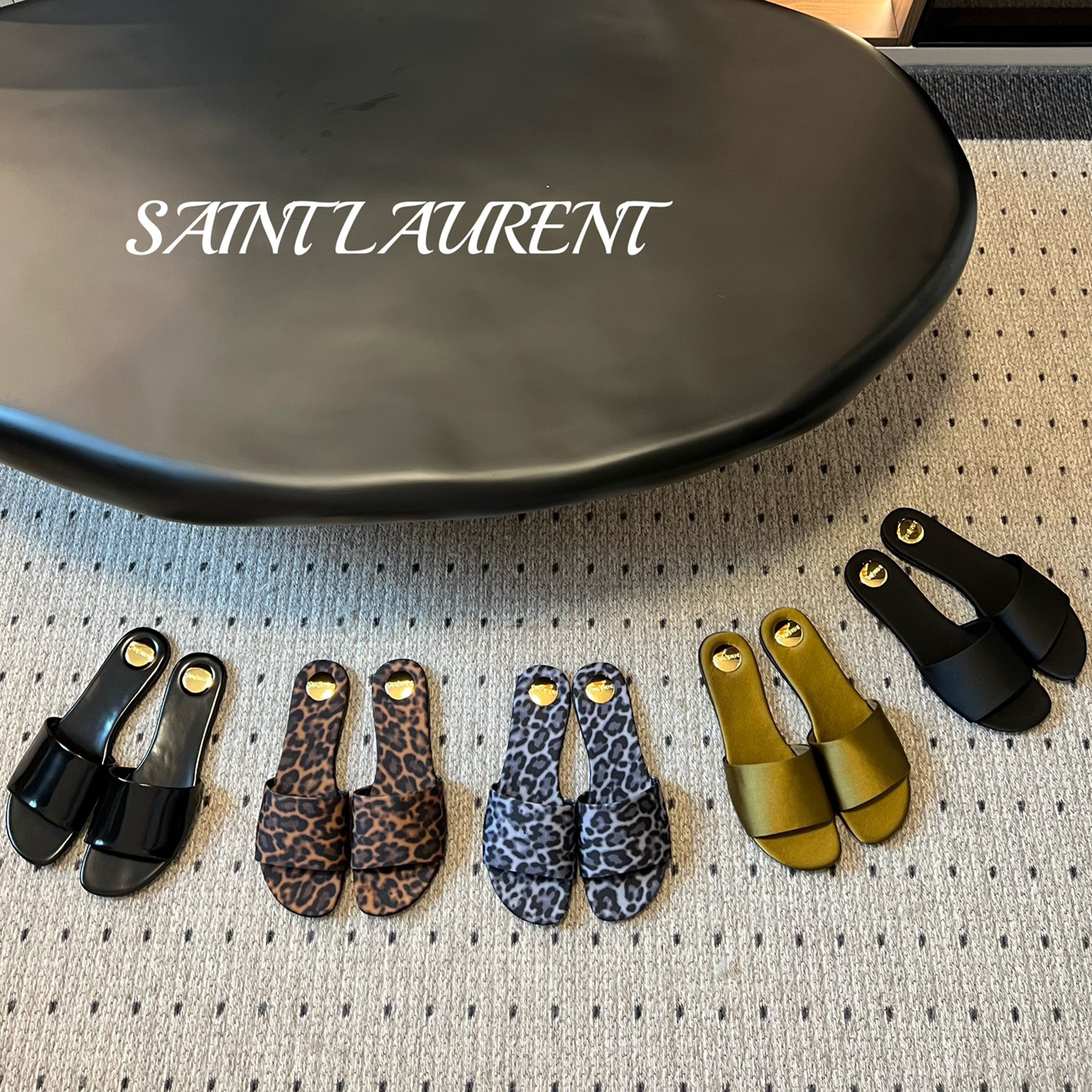 NIGO SAINT LAURENT Women's Spring/summer Fashion Cowhide Silk Sandals Elegant And Comfortable Luxury Leopard Pattern Slippers Flat Shoes Ngvp #nigo8525