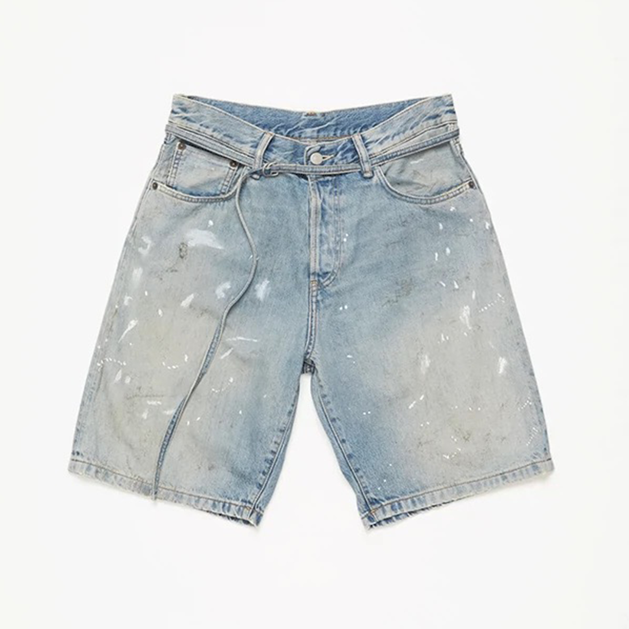 NIGO Acne Studios Men's And Women's Spring/summer Cotton Washed Splashed Ink Denim Shorts With Zipper Loose Wide Leg Jeans Pants Ngvp #nigo8523