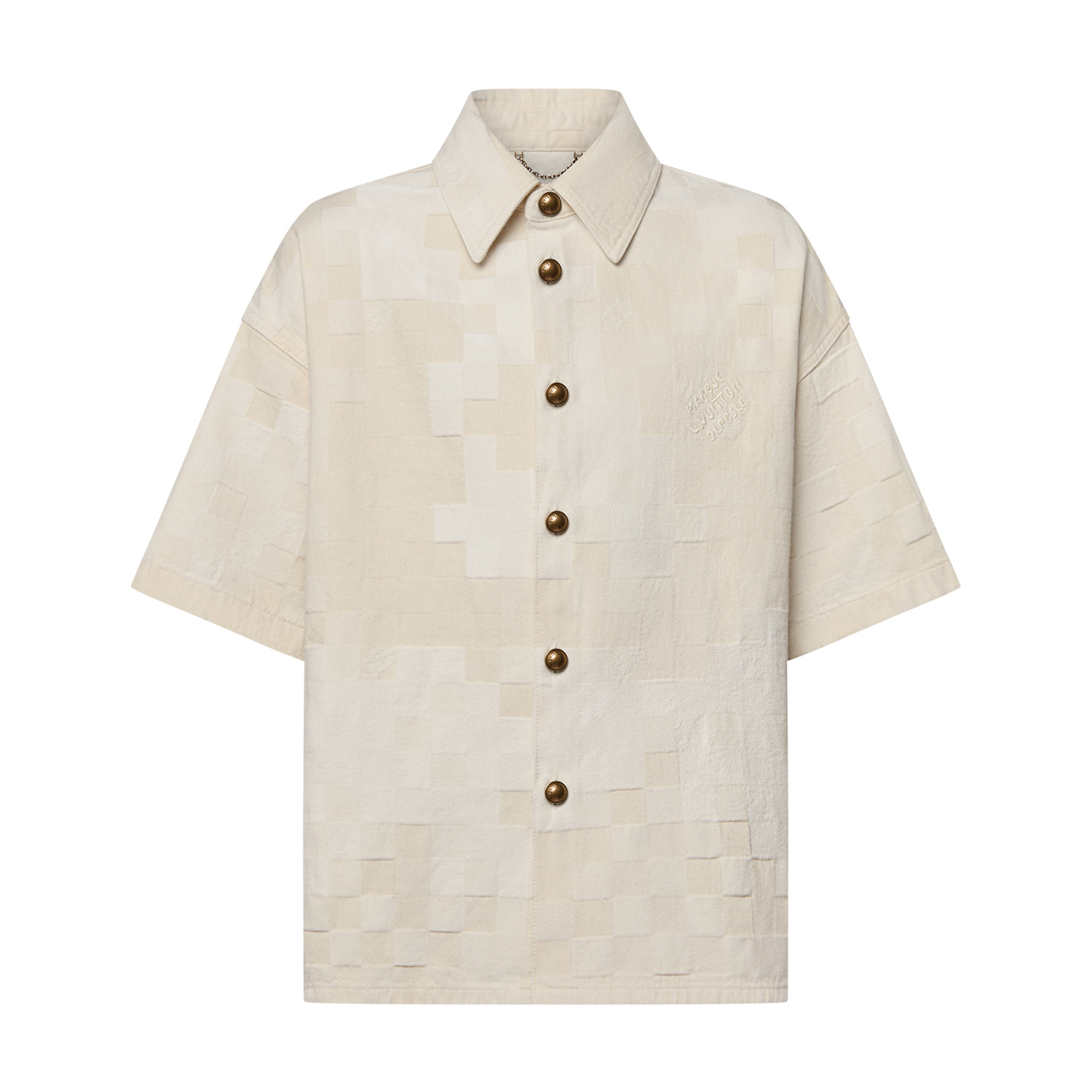 NIGO Louis Vuitton Men's Summer Checkerboard Embroidery Single Breasted Loose Short Sleeve Shirt #nigo99831