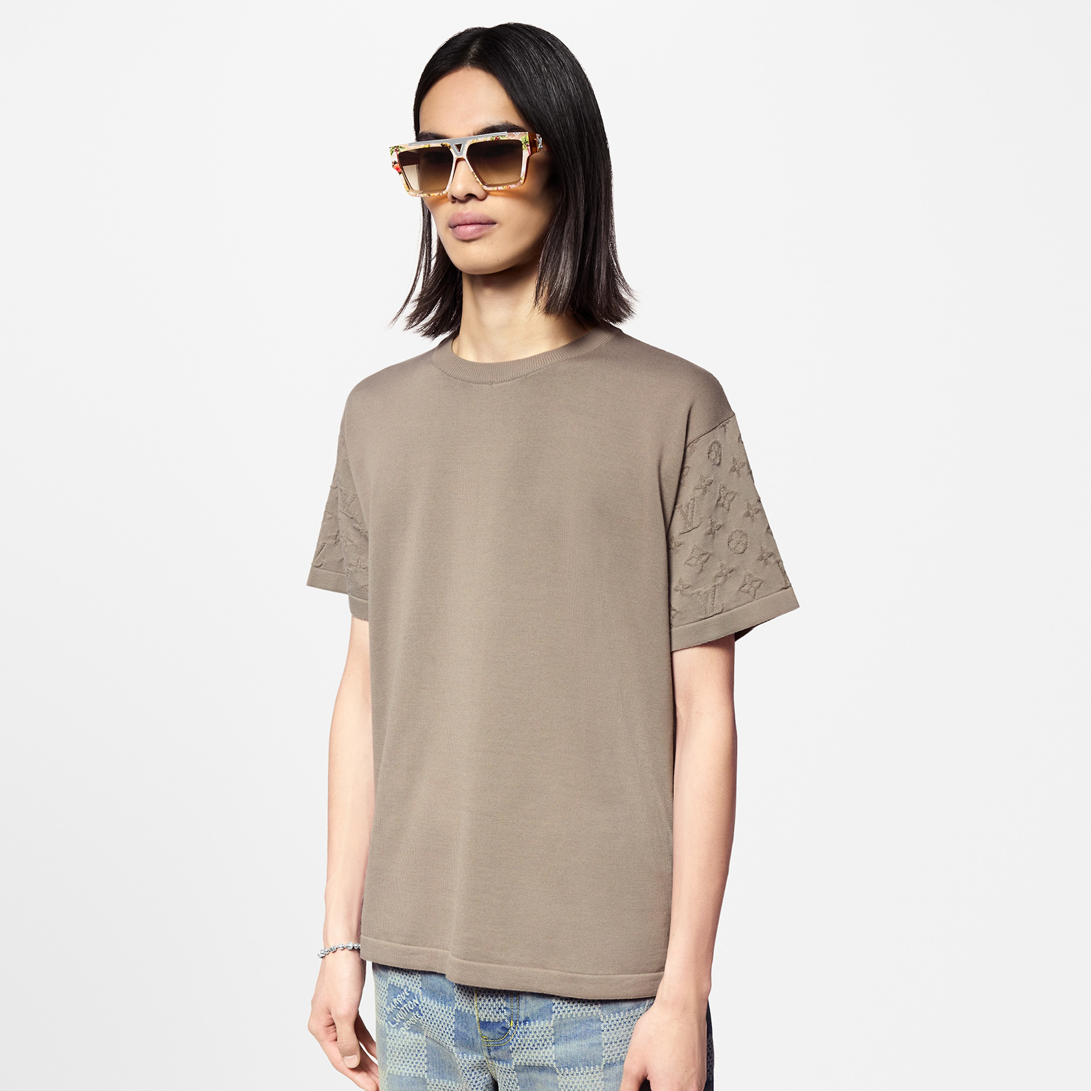 NIGO Louis Vuitton Men's Summer Solid Color Logo Jacquard Round Neck Cotton Short Sleeve T-Shirt #nigo99834