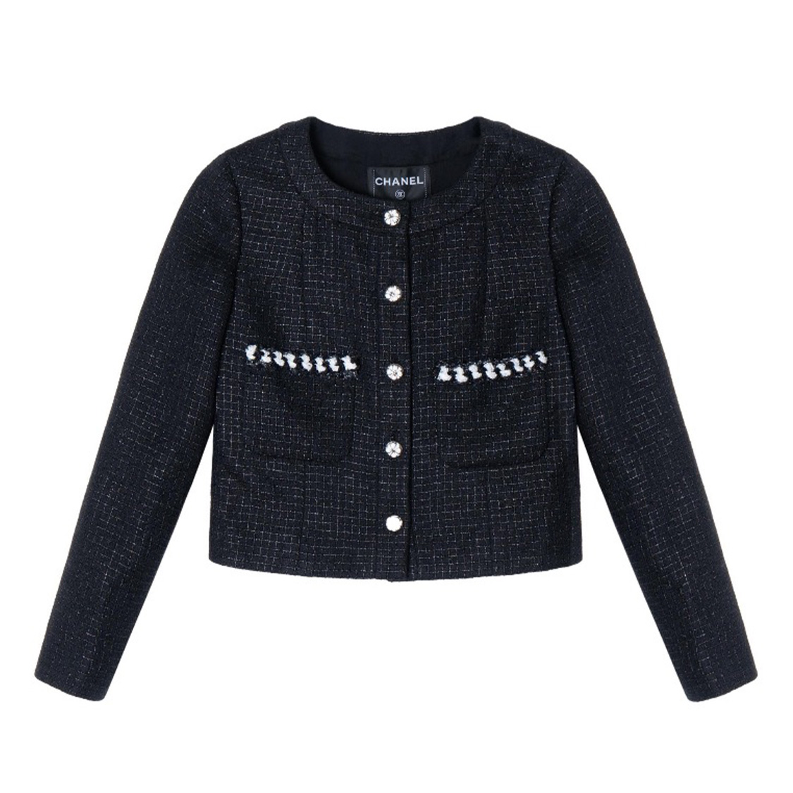 NIGO Chanel Women's Spring And Autumn Black And White Block Color Thick Tweed Knitted Plaid Round Neck Single Breasted Long Sleeved Coat Ngvp #nigo8496