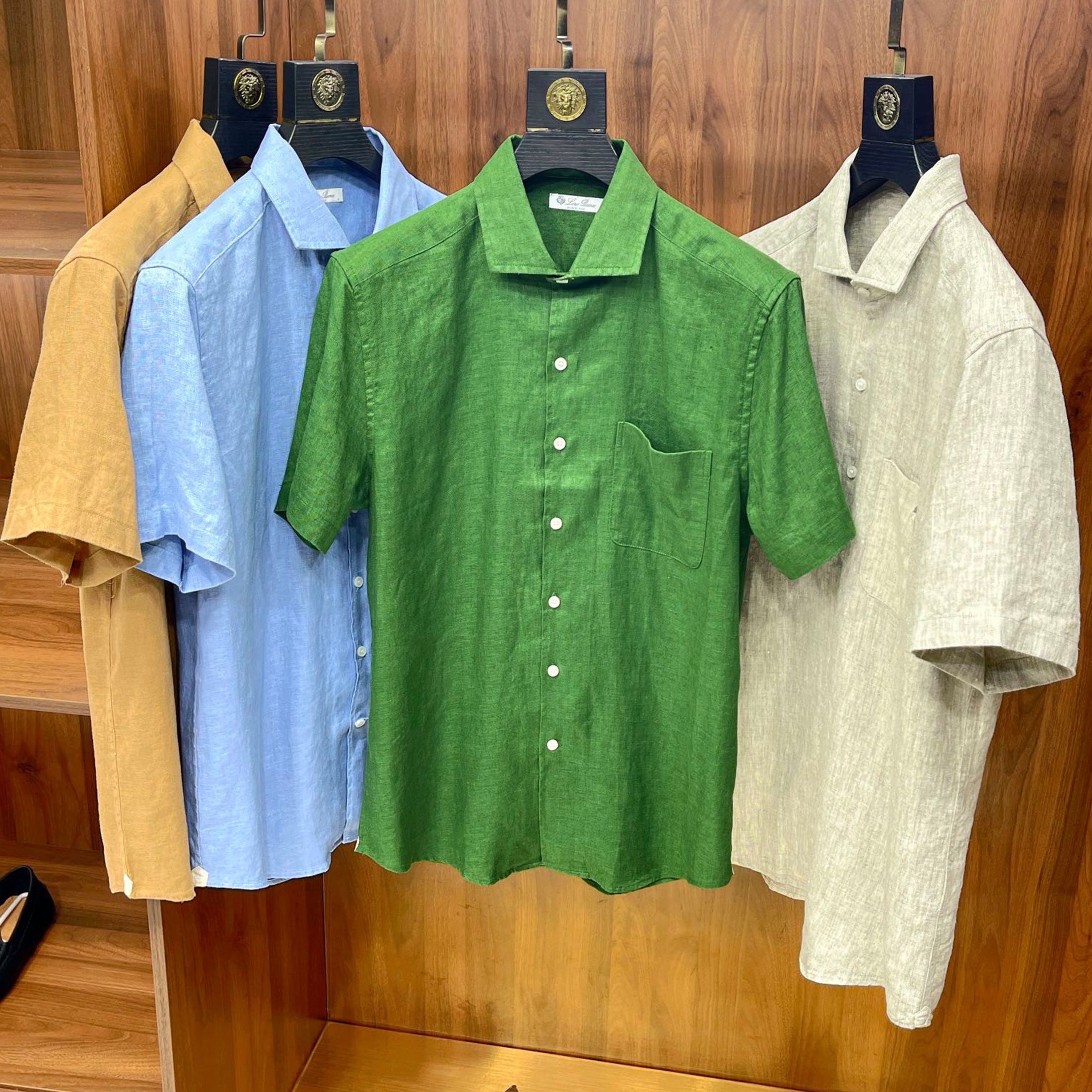 NIGO Loro Piana Men's Spring/summer Linen Fiber Retro Casual Polo Short Sleeved Solid Color Single Breasted Shirt Top Ngvp #nigo8535