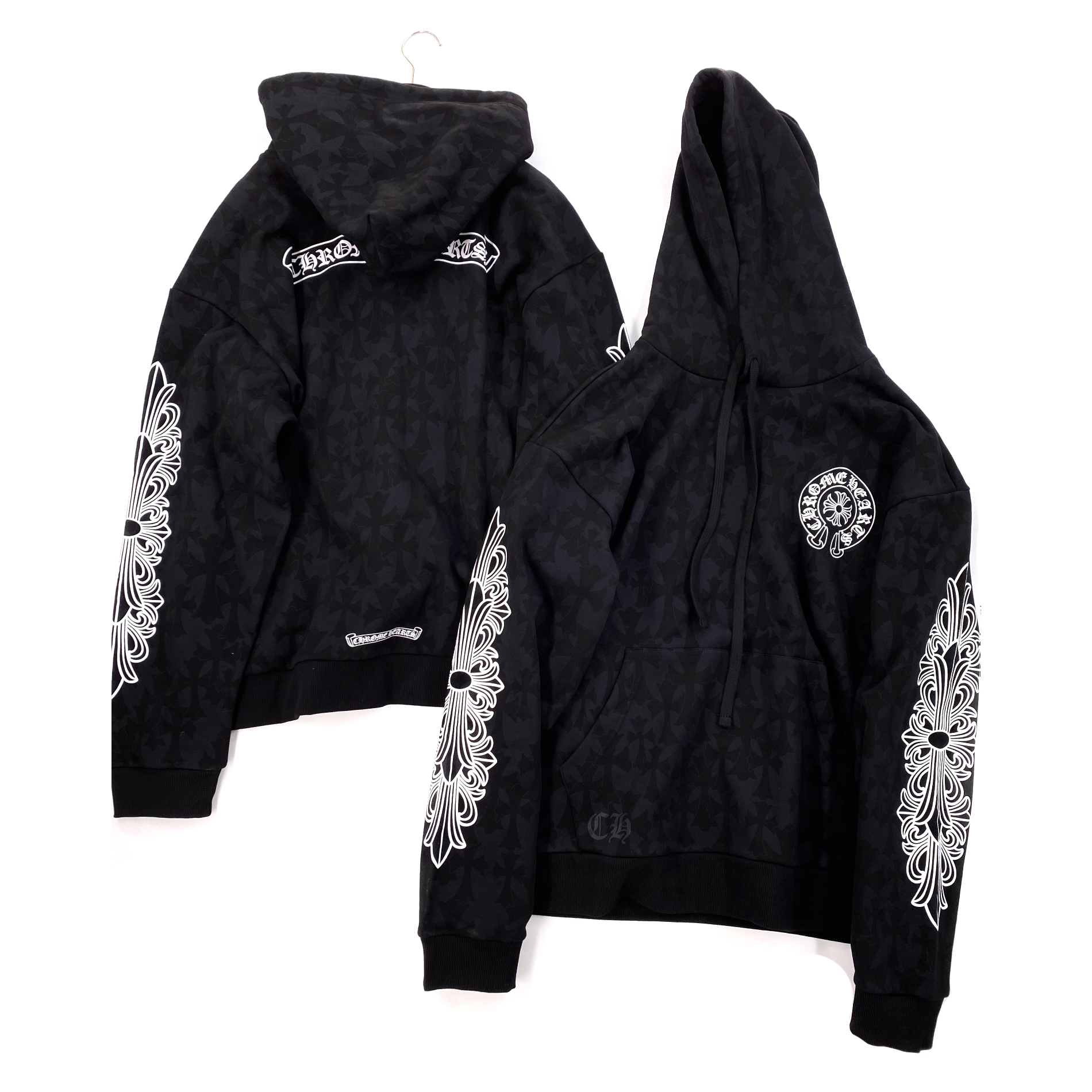 NIGO Chrome Hearts Men's Spring and Autumn Black Logo Printed Long Sleeve Hooded Sweatshirt Pullover #nigo99846