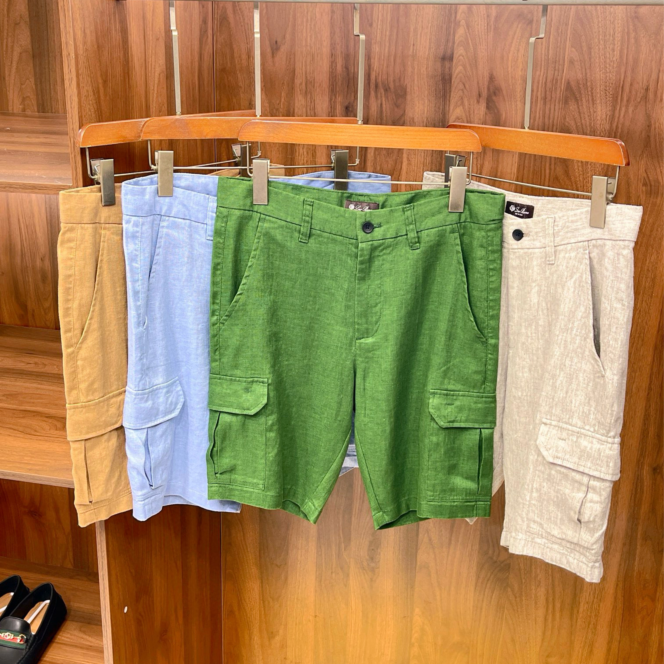 NIGO Loro Piana Men's Summer Fashion Retro Solid Linen Multi Pocket Casual Fit Workwear Shorts Ngvp #nigo8512
