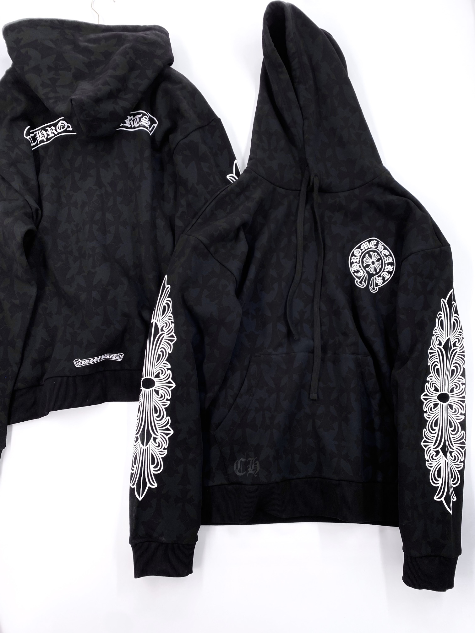 NIGO Chrome Hearts Men's Spring and Autumn Black Logo Printed Long Sleeve Hooded Sweatshirt Pullover #nigo99846