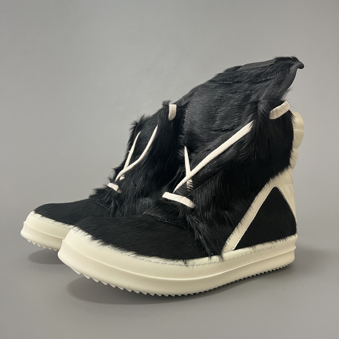 NIGO Rick Owens Geobasket Inverted Triangle Green Horse Hair High Top Casual Shoes Ngvp #nigo6765