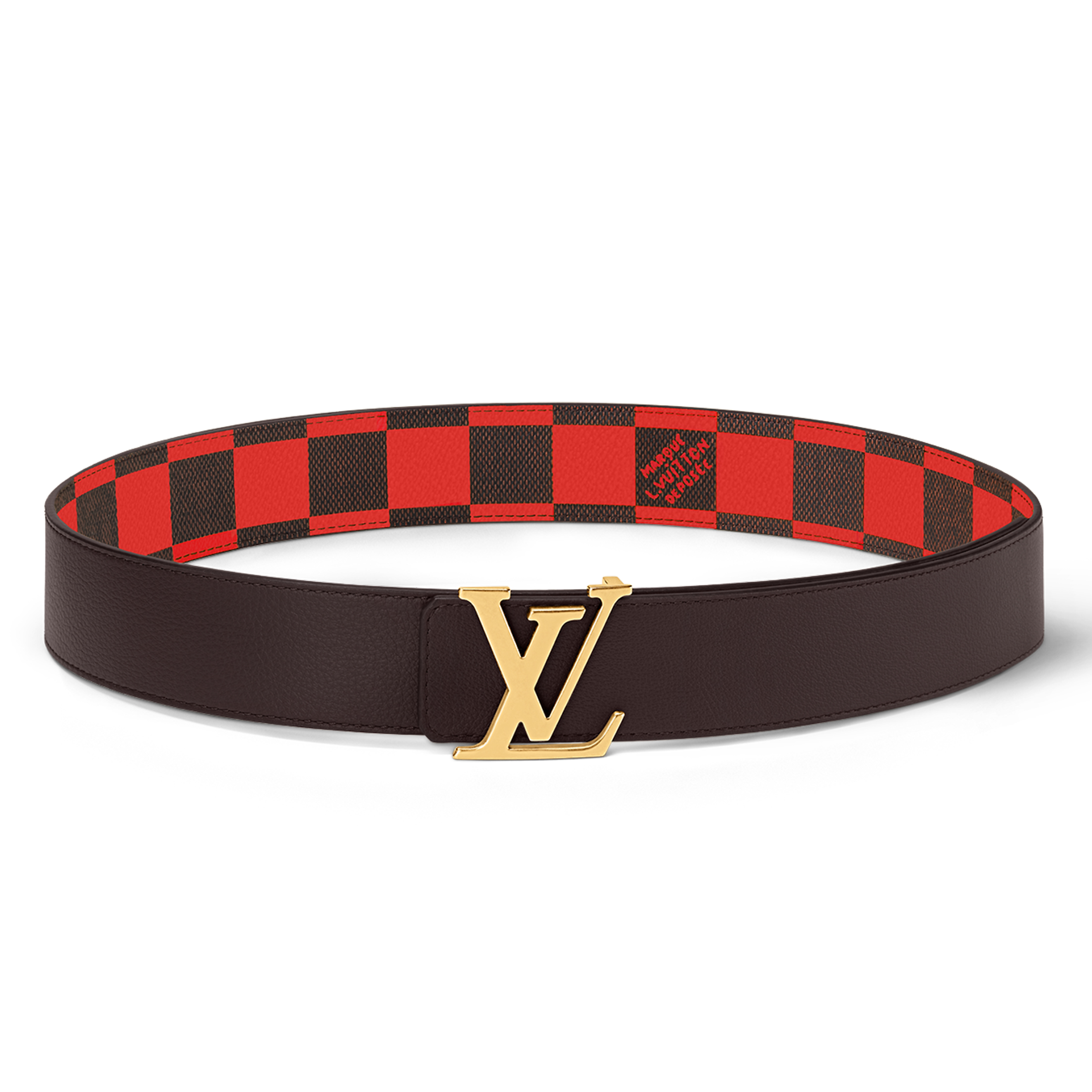 NIGO Louis Vuitton Men's Color Checkered Letter Logo Brown Leather Belt Accessory #nigo71274