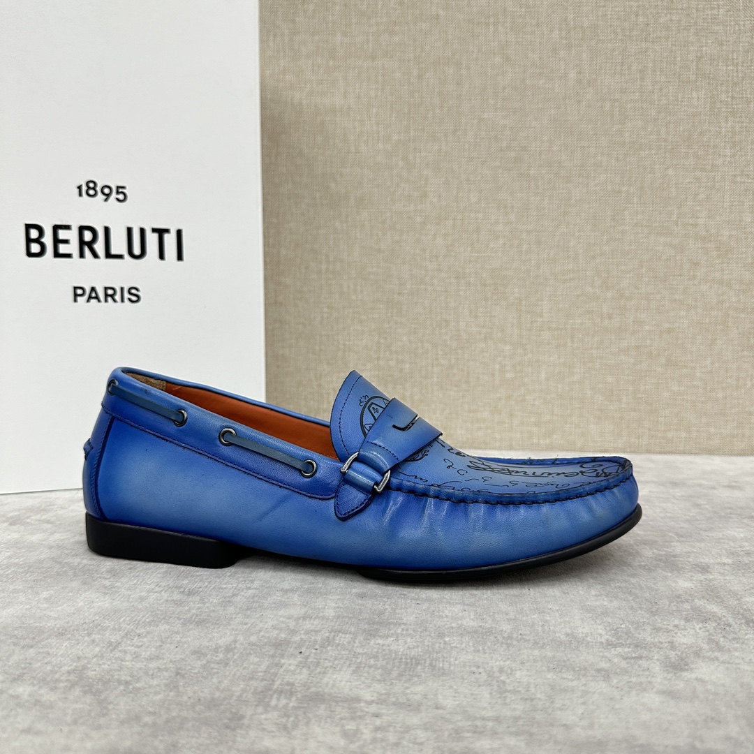 NIGO Berluti Men's Spring/summer Letter Gradient Casual Shoes Temperament Cowhide Inner Lining Driving Shoes Ngvp #nigo8536