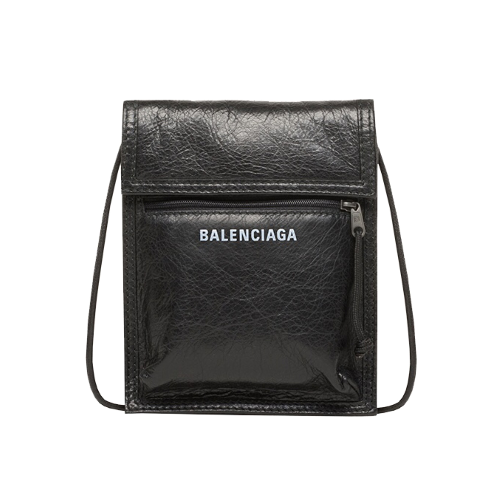 NIGO Balenciaga Men's Black Logo Lamb Leather Cell Phone Bag Shoulder Crossbody Bags #nigo99851
