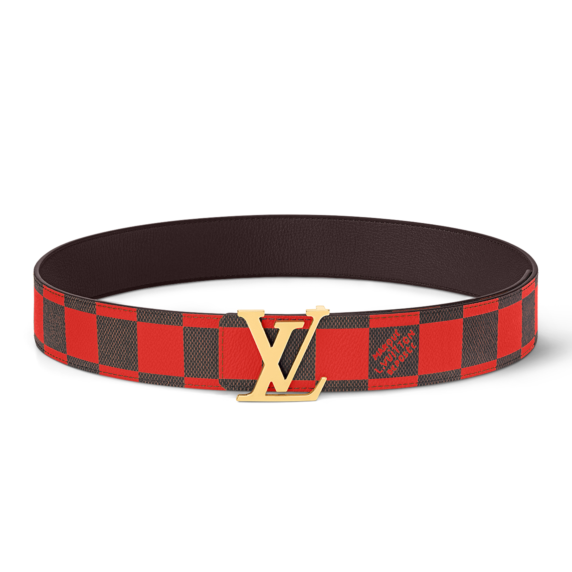 NIGO Louis Vuitton Men's Color Checkered Letter Logo Brown Leather Belt Accessory #nigo71274