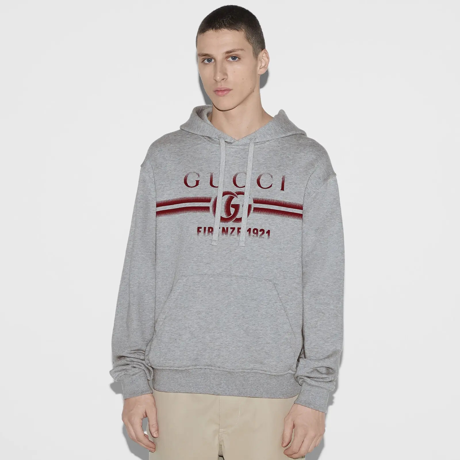 NIGO Gucci Men's Spring Autumn Logo Letter Printed Gray Drawstring Hooded Sweatshirt Pullover #nigo99858