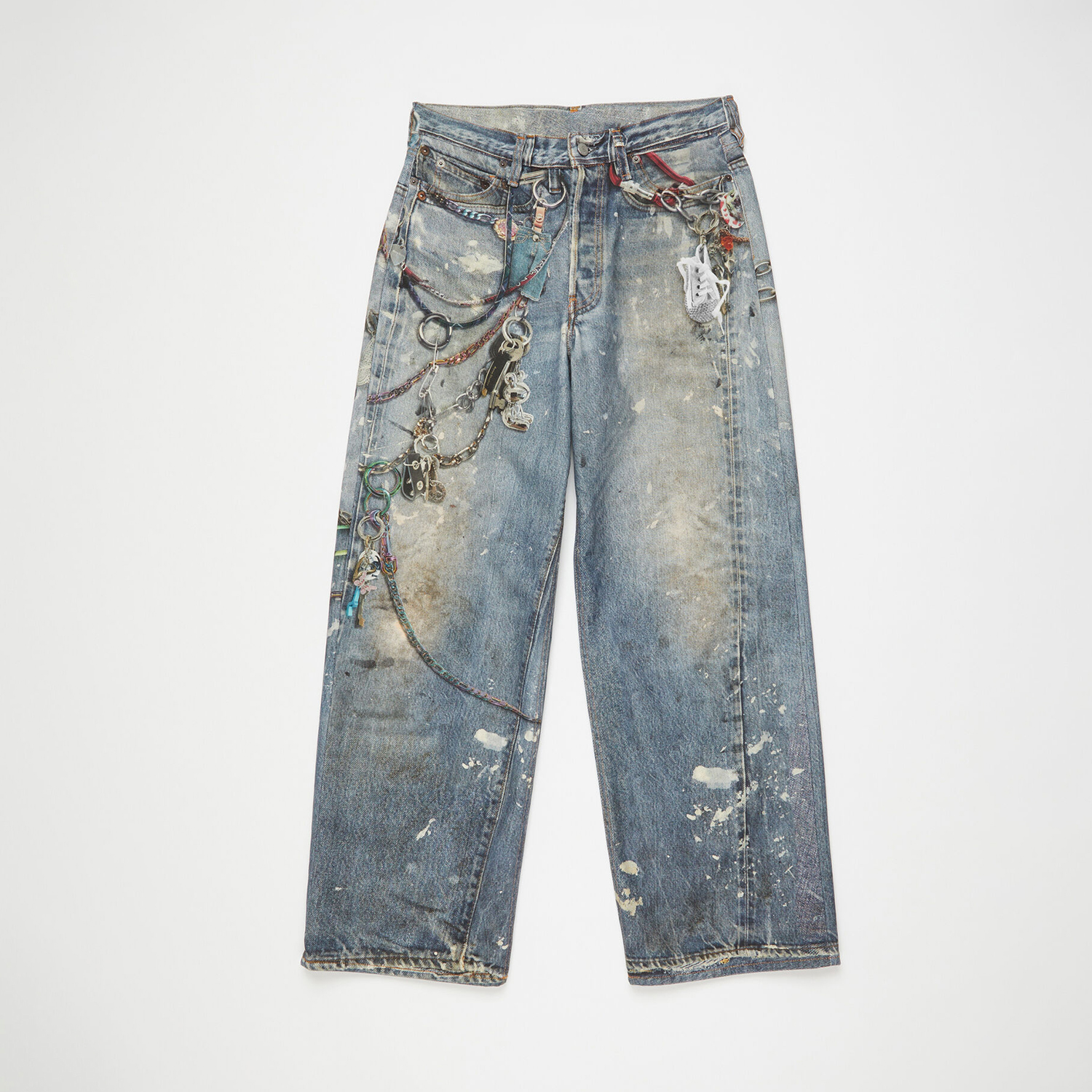 NIGO Acne Studios Men's And Women's 3D Printed Pattern Loose Low Waisted Casual Wide Leg Solid Color Denim Pants Ngvp #nigo8513