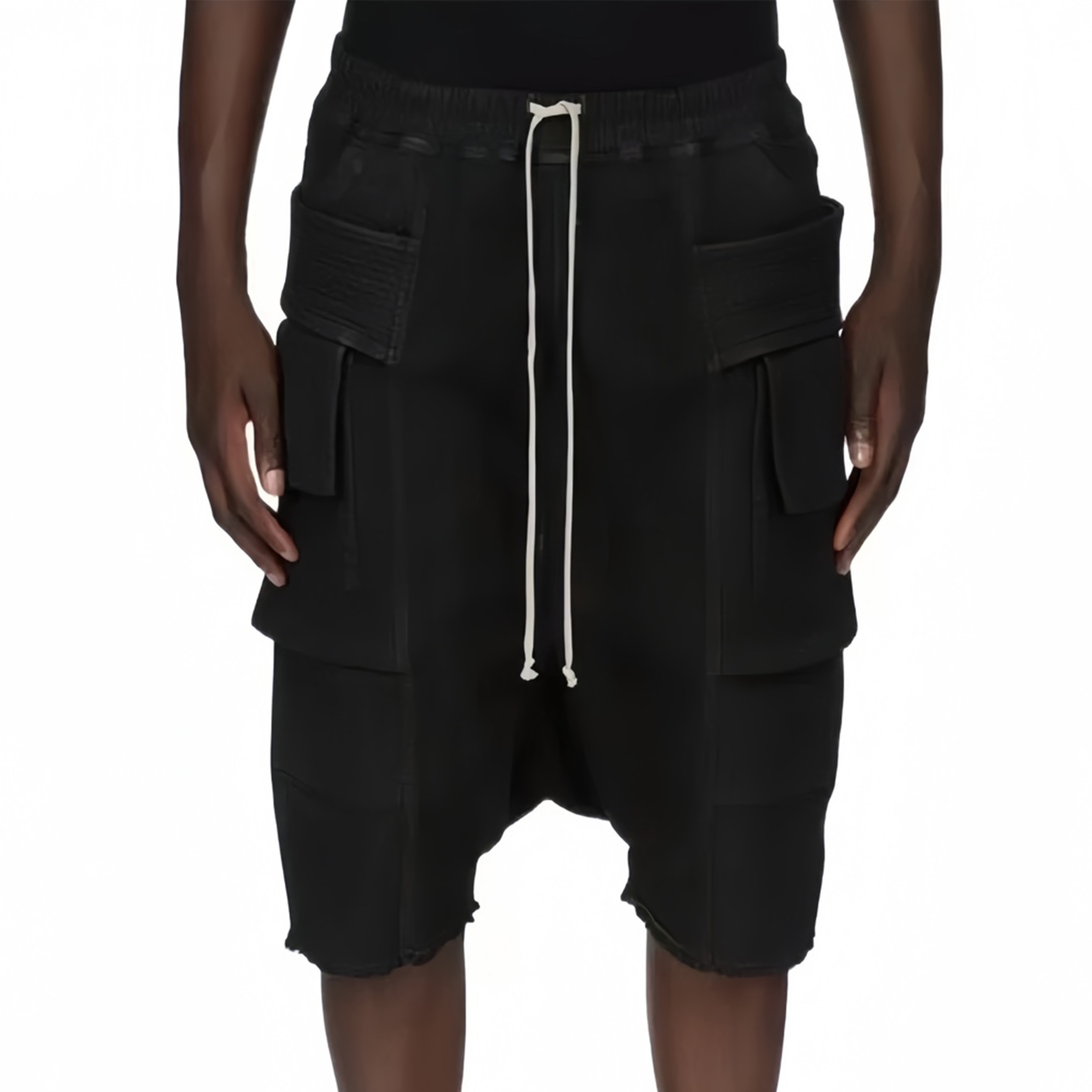 NIGO Rick Owens X Dekshdw Men's Spring/summer Vintage High Street Broken Black Distressed Denim Shorts With Drawstring Pants Ngvp #nigo8539