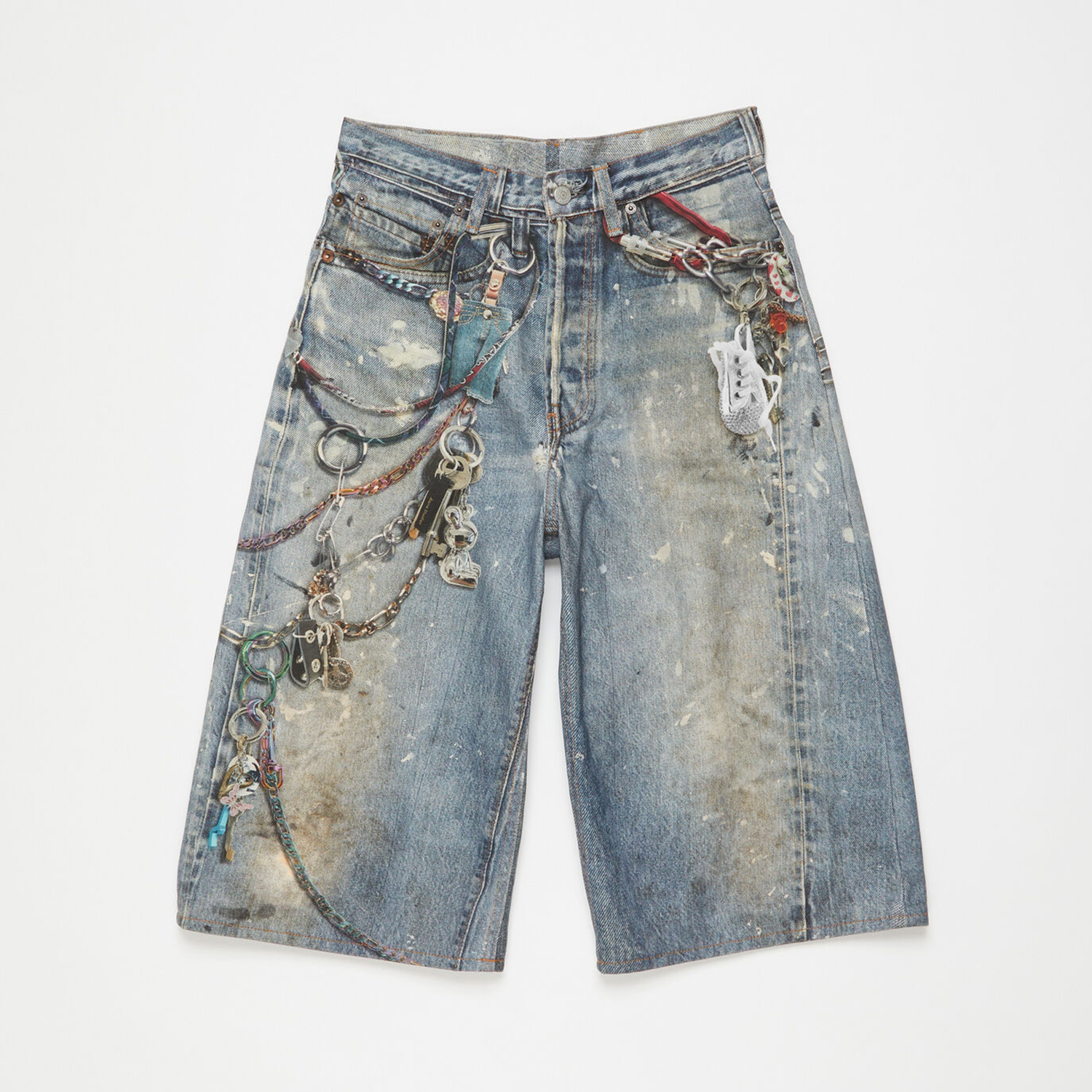NIGO Acne Studios Men's Women's Summer Solid Color 3D Printed Low Rise Vintage Casual Loose Denim Shorts Ngvp #nigo8514