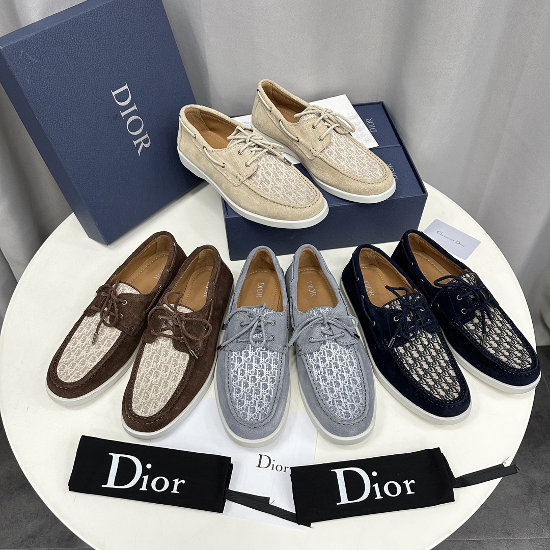 NIGO Dior Men's Spring Autumn Monogram Printed Suede Round Toe Over Toe Sailboat Shoes #nigo99863