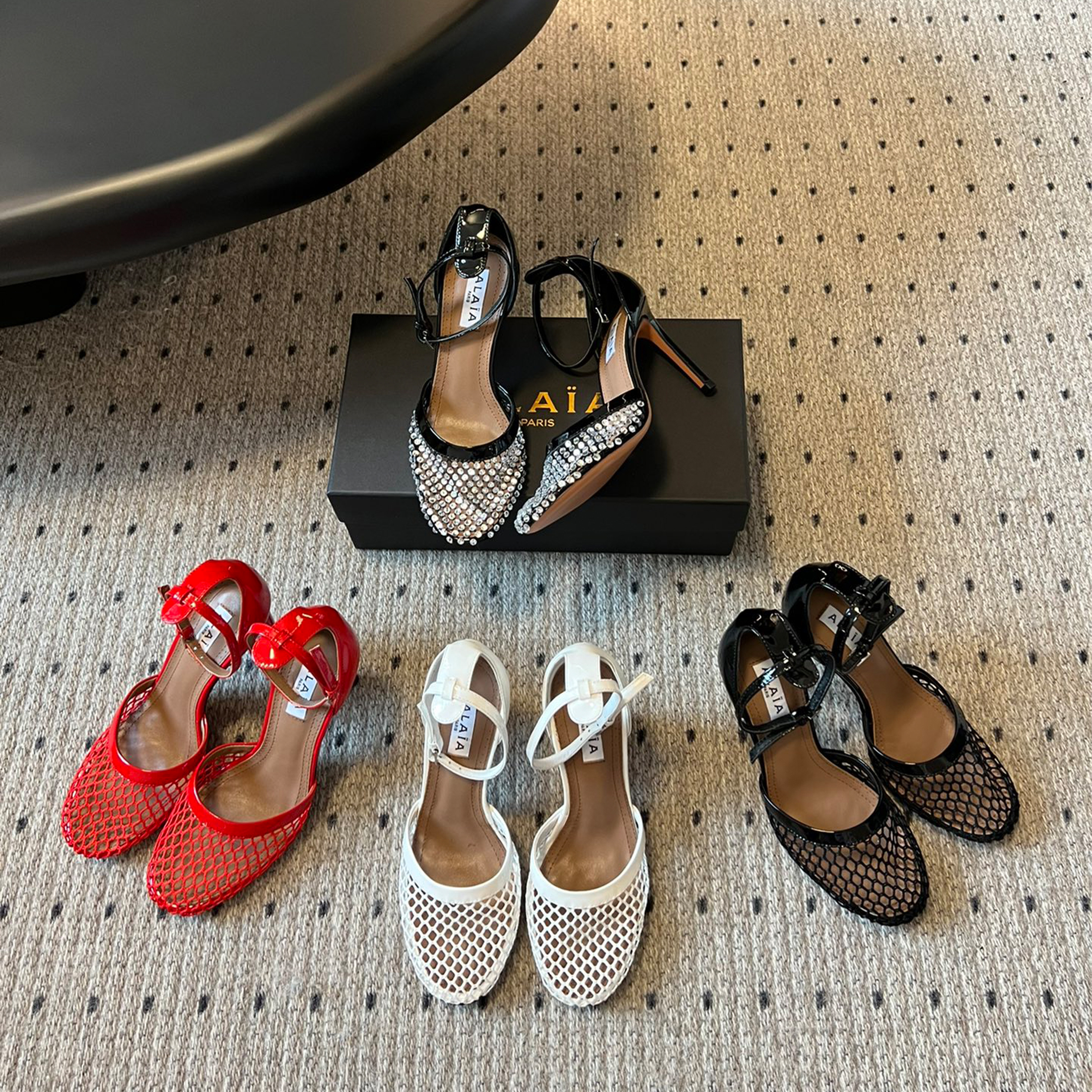 NIGO Alaia Women's Spring And Summer Solid Color Fashion Fishing Net Hollow Fine Heeled High Heels Casual Shoes Ngvp #nigo8515