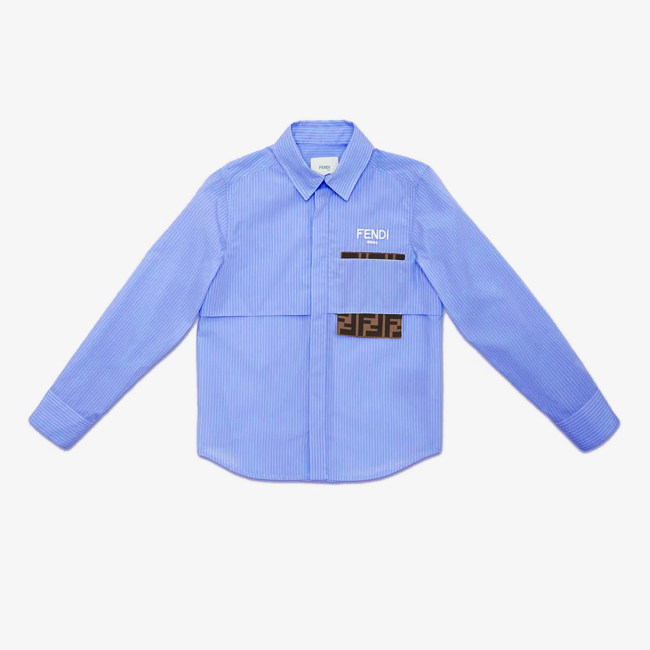 NIGO Fendi Kid's Spring And Autumn Cotton Logo Embroidery Casual Lapel Single-Breasted Long-Sleeved Colorblocking Shirt #nigo31297