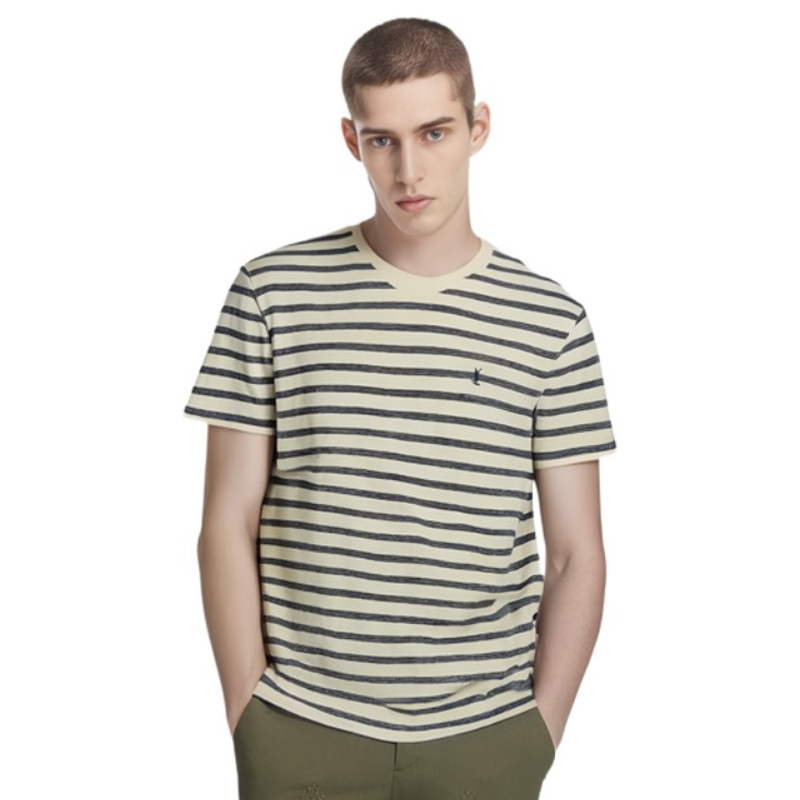 NIGO SAINT LAURENT Men's Summer Striped Logo Letter Embroidery Round Neck Cotton Short Sleeve T-Shirt #nigo99877