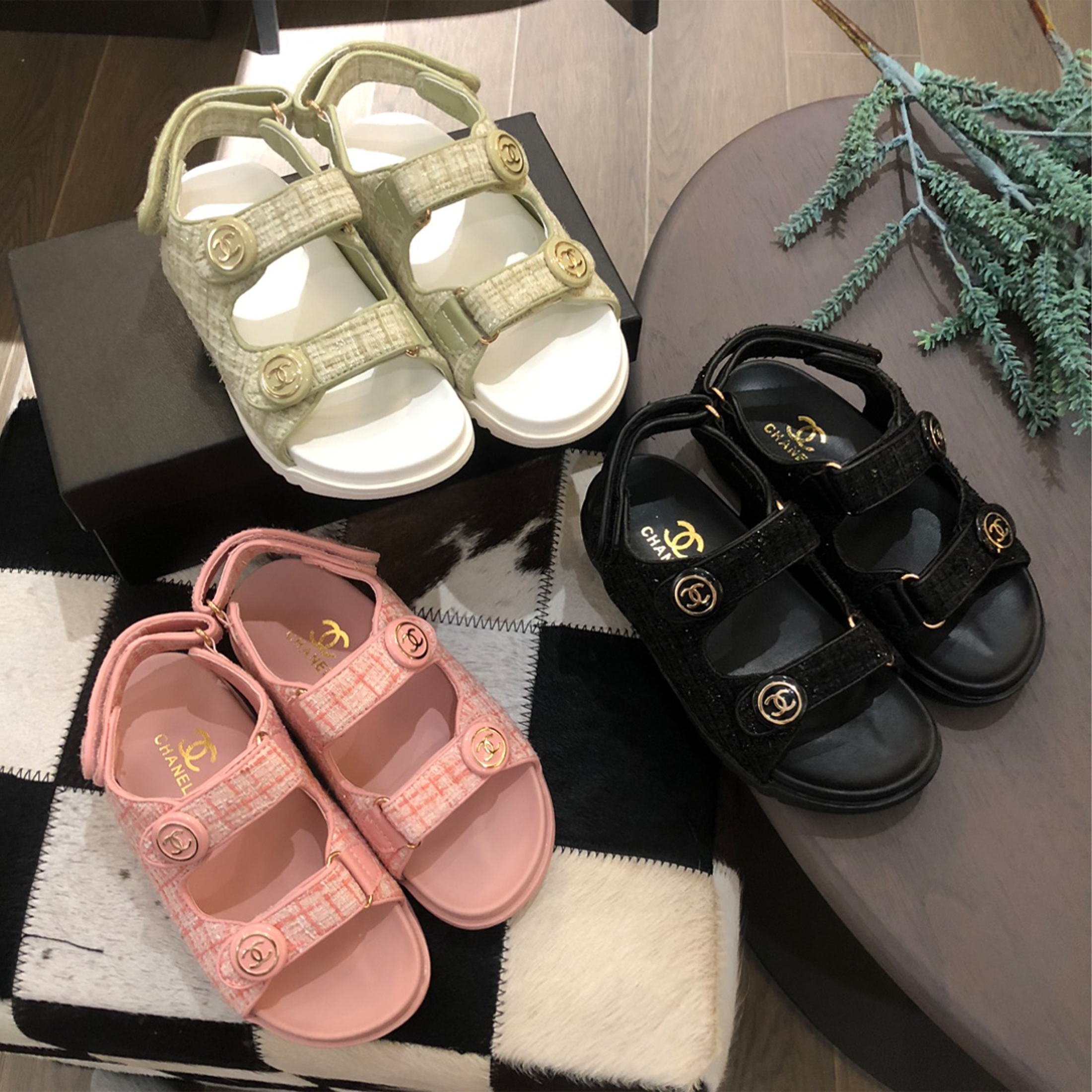NIGO Chanel Kid's Summer Fashion Solid Color Velcro Flat Sandals Casual Shoes #nigo31293