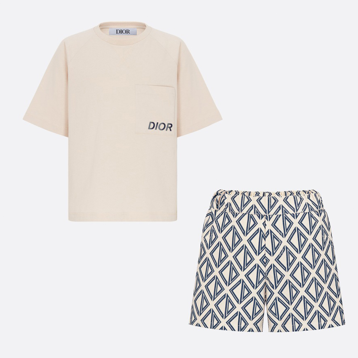 NIGO Dior Kid's Summer Solid Color Cotton Round Neck Logo Printed Short Sleeve T-Shirt Casual Elastic Shorts Set #nigo31298
