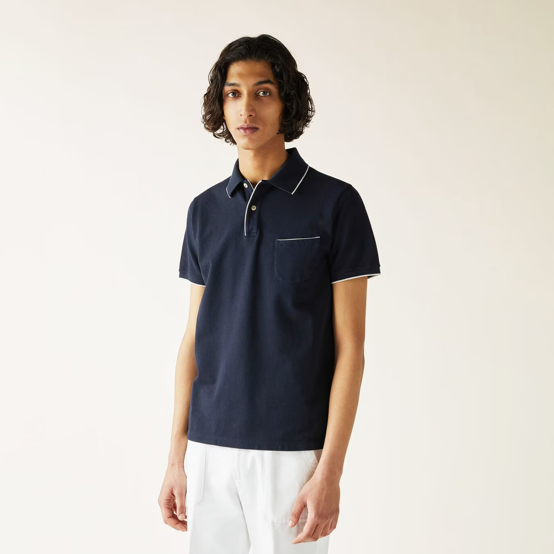 NIGO Loro Piana Men's Summer Chest But Pocket Design Solid Color Cotton Short Sleeve Fitted Regatta Polo Shirt Ngvp #nigo8517