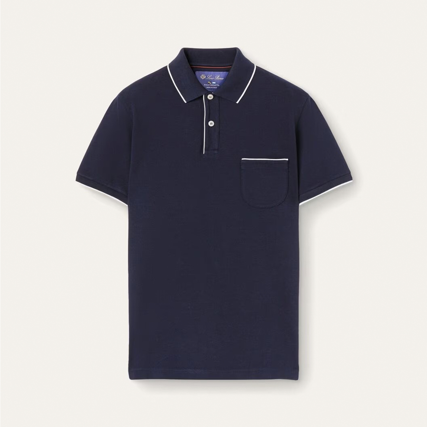 NIGO Loro Piana Men's Summer Chest But Pocket Design Solid Color Cotton Short Sleeve Fitted Regatta Polo Shirt Ngvp #nigo8517