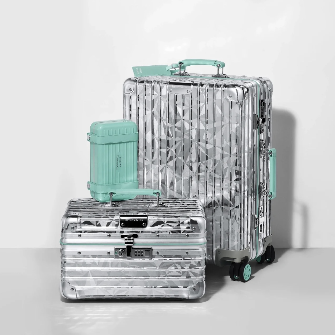 NIGO Tiffany & Co. X RIMOWA Men's And Women's Silver Aluminum Magnesium Alloy Checked Case Trolley Luggage Box #nigo99895