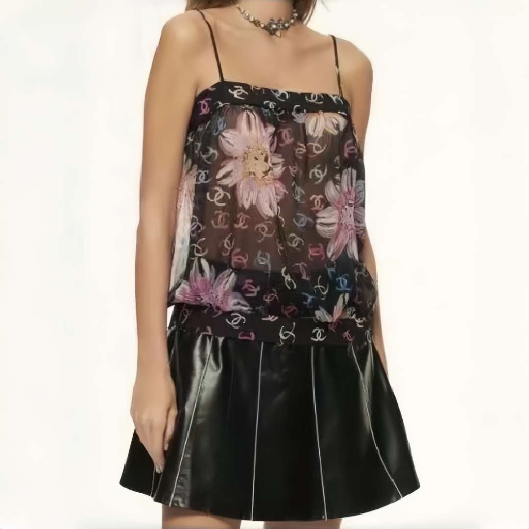 NIGO Chanel Women's Summer Pink Floral Print Camisole Pod Tank Top #nigo99891