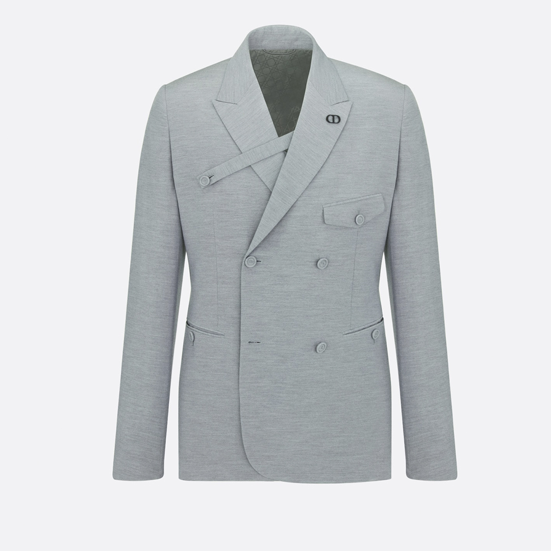 NIGO Dior Men's Spring And Autumn Gray Embroidered Wool Blend Suit Jacket With Cropped Pants Set #nigo71279