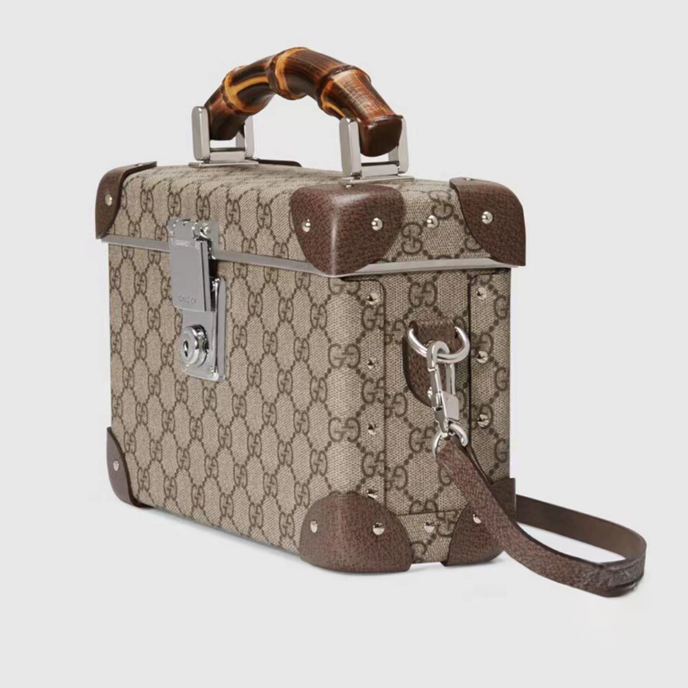 NIGO Gucci Logo Canvas Handbag Fashionable Bamboo Handle Makeup Box Crossbody Bag Bags #nigo71281