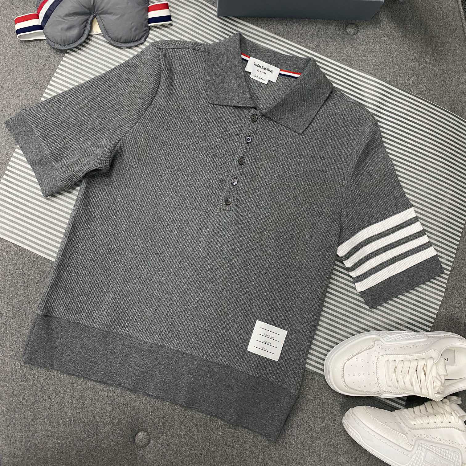 NIGO Thom Browne Men's Summer Solid Color Striped Cotton Polo Shirt Short Sleeve T-Shirt #nigo99912