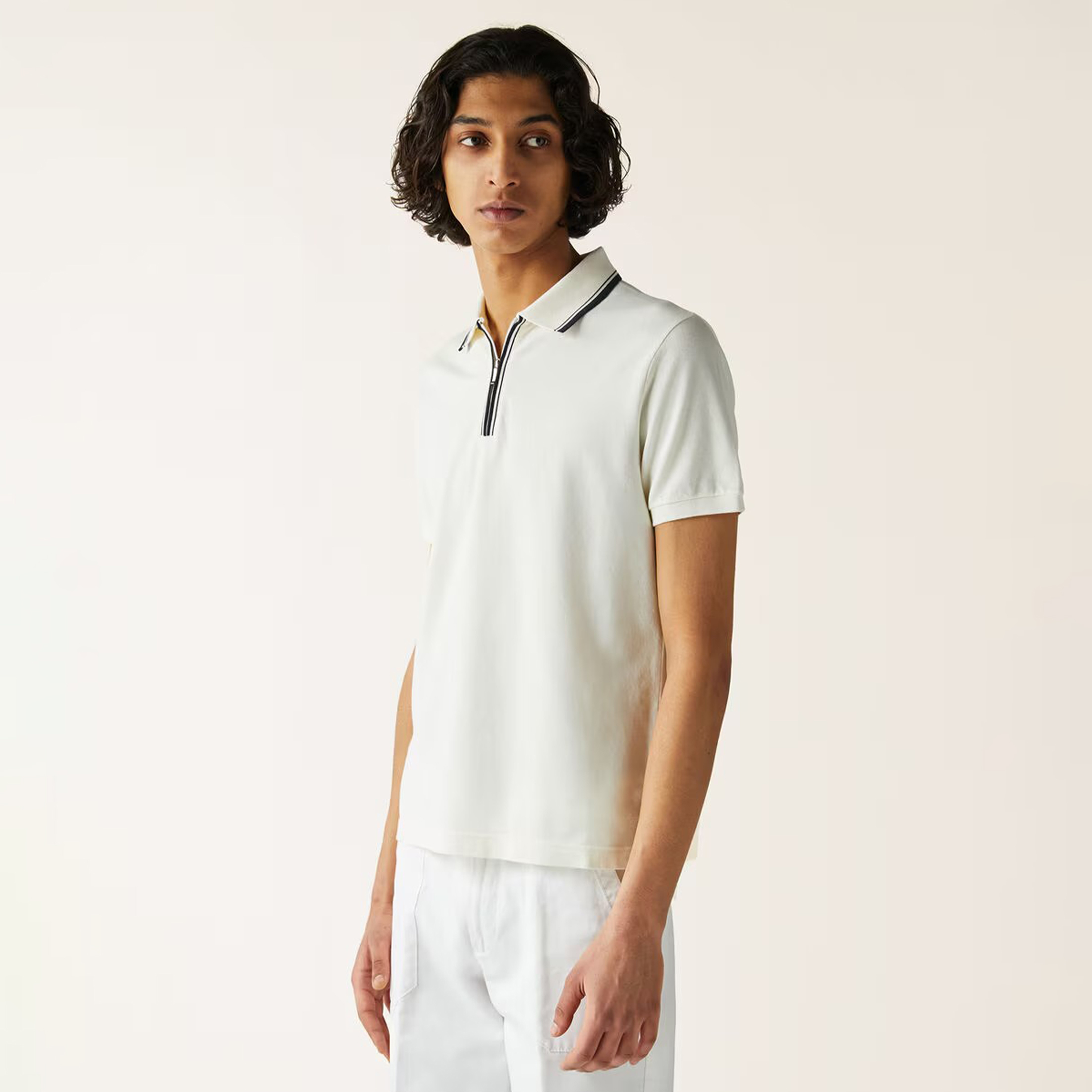NIGO Loro Piana Men's Summer Fashion Solid Color Zip Lapel Zip Regatta Men's Short Sleeve Fitted Polo Shirt Ngvp #nigo8591