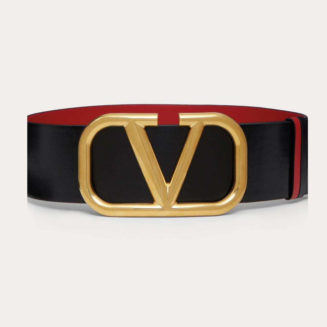 NIGO Valentino Women's Temperament Luxury Logo Belt Double-sided Dual Color Wide Belt Waist 64～72 #nigo99941
