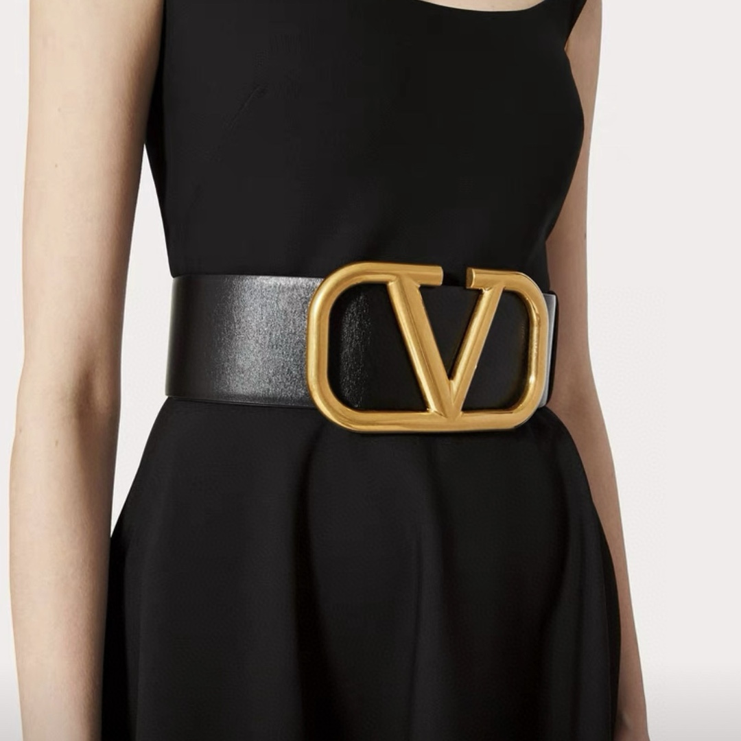 NIGO Valentino Women's Temperament Luxury Logo Belt Double-sided Dual Color Wide Belt Waist 64～72 #nigo99941