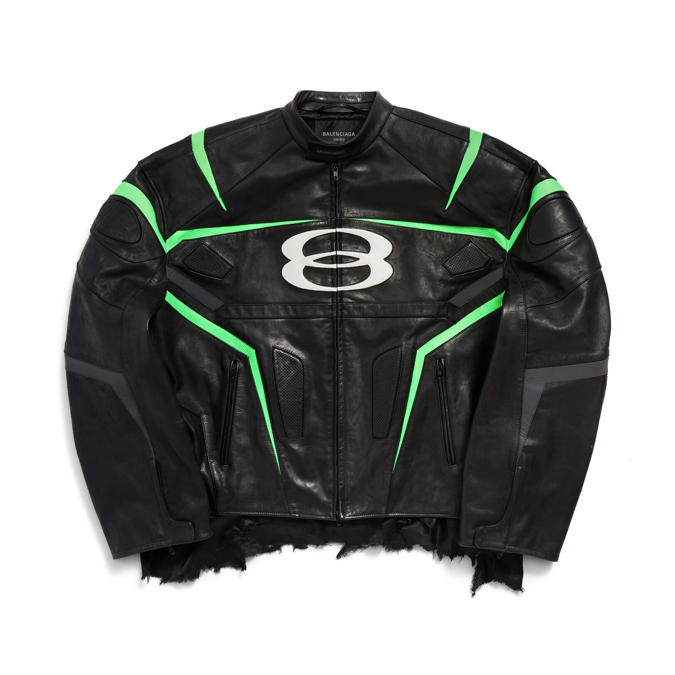 NIGO Balenciaga Men's Women's Autumn And Winter Cowhide Splicing Zipper Letters Embroidery Long Beard Loose Unity Sports Idol Black Racer Jacket Ngvp #nigo8577