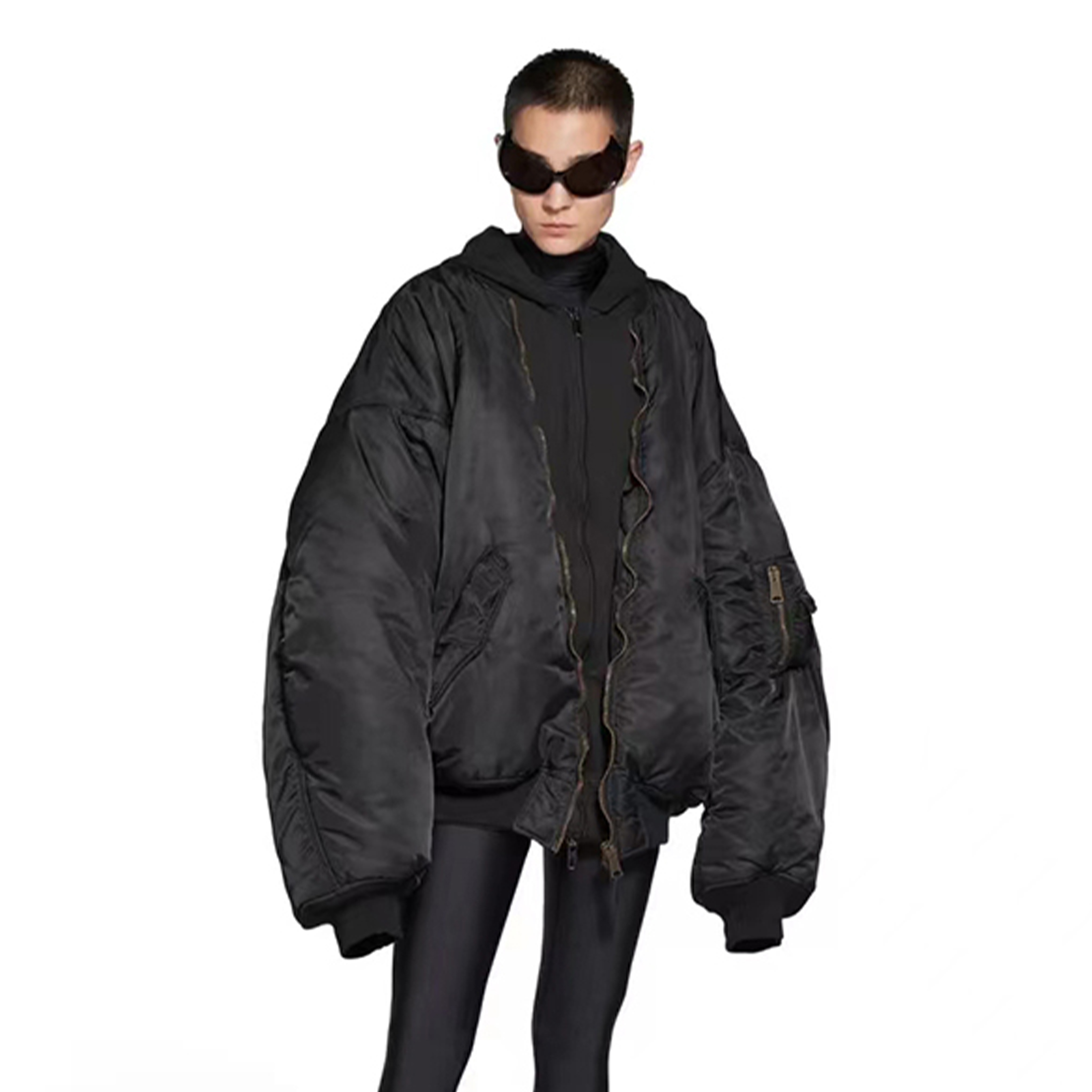 NIGO Balenciaga Men's Women's Spring And Autumn Fashion Doing Old Zipper Splicing Hooded Loose Long Sleeve Pilot Jacket Coat Ngvp #nigo8589