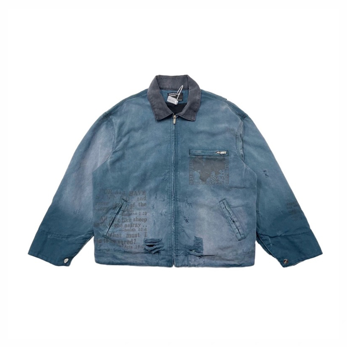 NIGO Enfants Riches Deprimes Men's Spring and Autumn Washed Damaged Long sleeved Lapel Blue Loose Work Jacket Ngvp #nigo7918